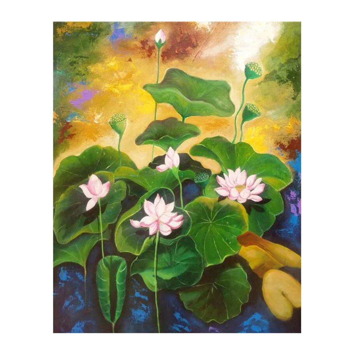 FIYO 5D DIY Diamond Painting Set Rosa Lotus Blumenmuster, Rechteckig, B/H: 30 x 20 cm - Bild 1