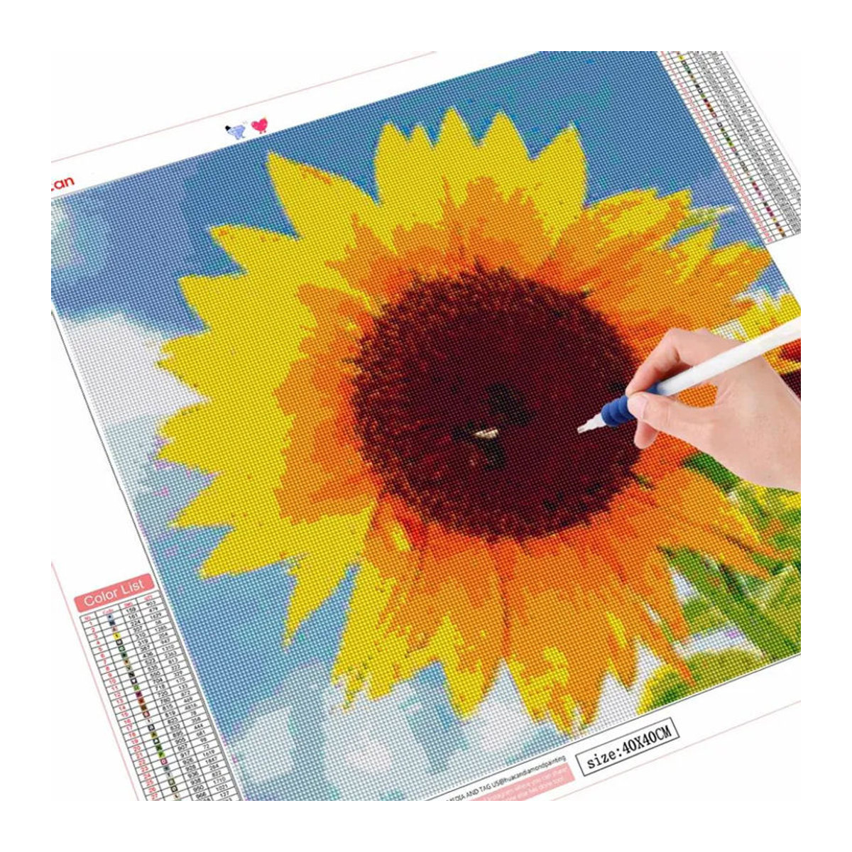 FIYO Diamant-Gemälde Sonnenblume als Diamant-Stickerei Mosaik in Rot und Mehrfarbig, quadratisch, B/H: 50 x 50 cm - Bild 2