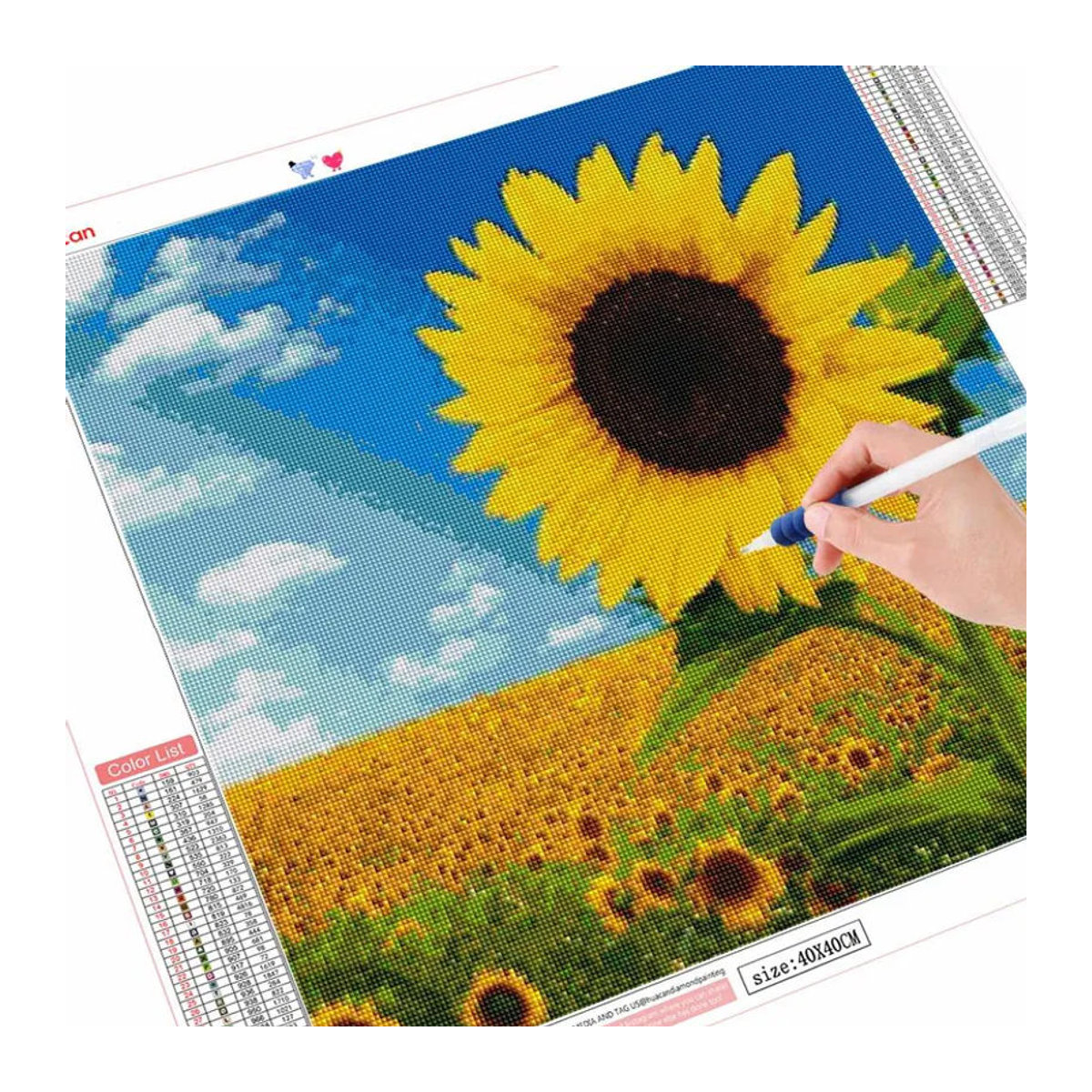 FIYO Diamant-Gemälde Sonnenblume als Diamant-Stickerei Mosaik in Rot und Mehrfarbig, quadratisch, B/H: 50 x 50 cm - Bild 5