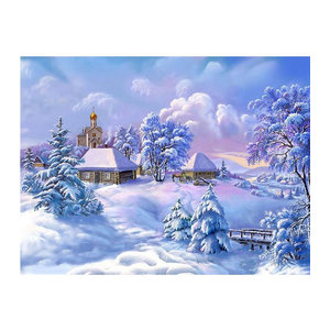 FIYO Diamant-Gemälde Winterlandschaft mit Schnee als Perlenstickerei und Kristallmalerei, B/H: 20 x 30 cm, Weiß