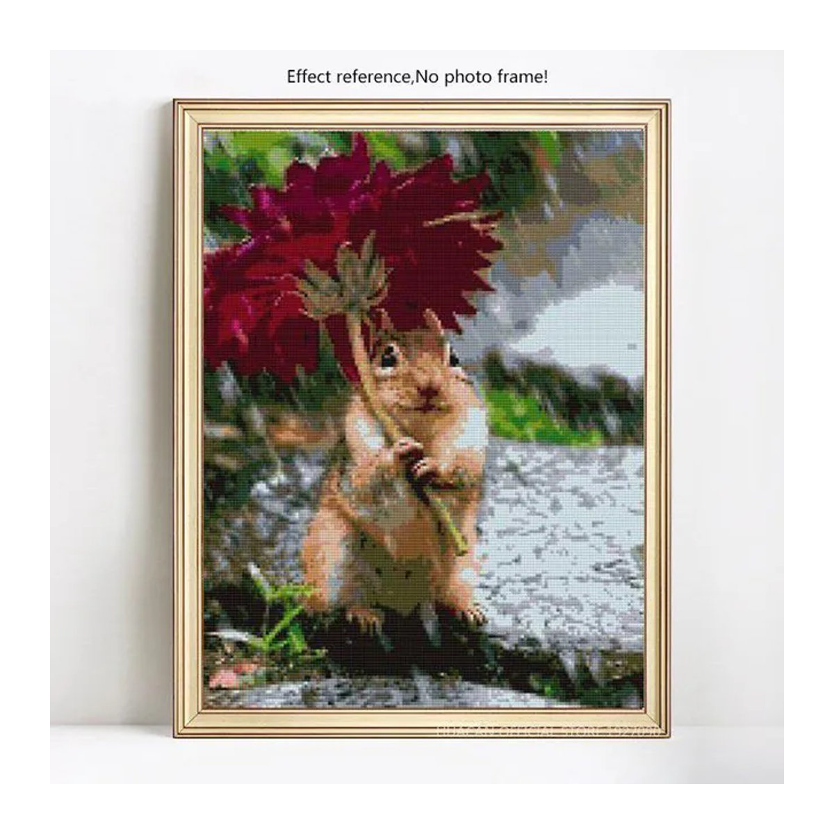 FIYO Diamant-Malerei Eichhörnchen mit runden Diamant-Mosaik Steinen als Tier-Stickerei für Kreuzstich, mehrfarbig, B/H: 20 x 30 cm - Bild 1