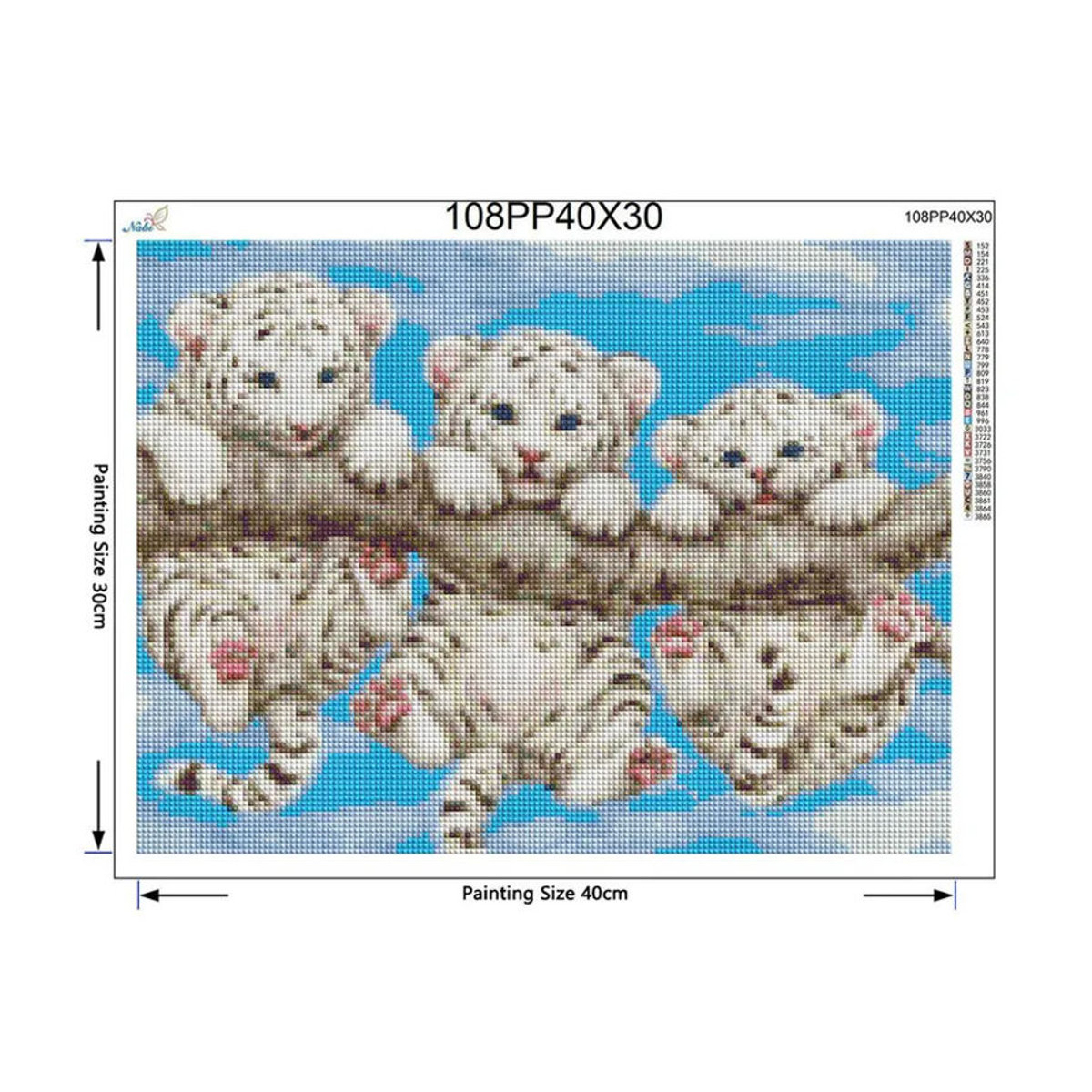 FIYO Diamant-Malerei Tiger als Wanddekoration, mehrfarbig, B: 30 cm, H: 20 cm - Bild 2