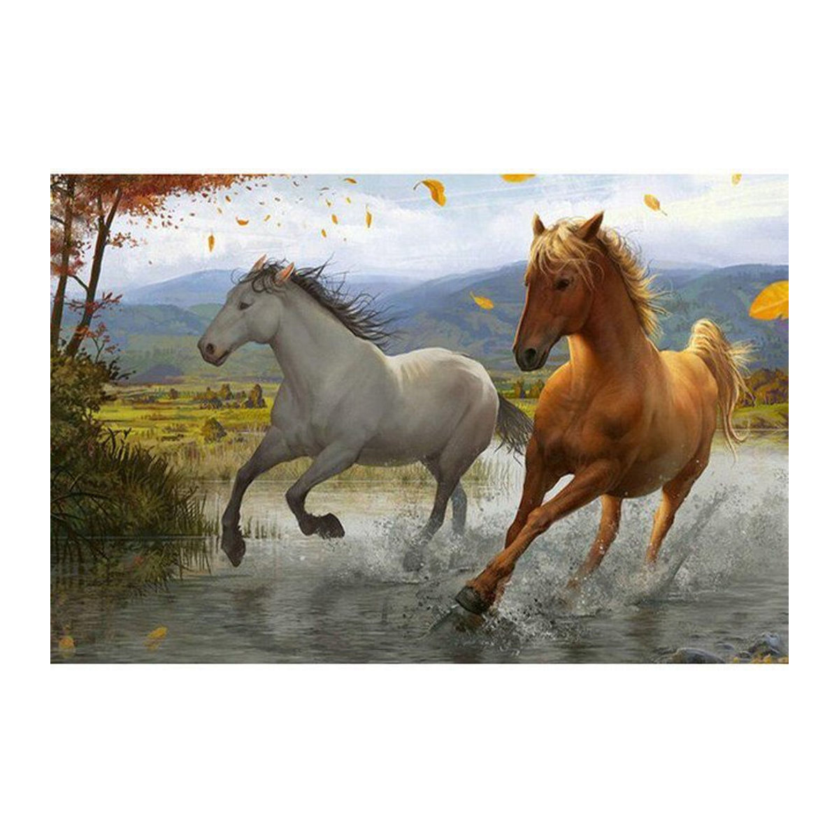 FIYO Diamant-Stickerei Pferd Wanddekoration mit Strass in Vollbesetzung, mehrfarbig, B: 30 cm, H: 20 cm - Bild 1