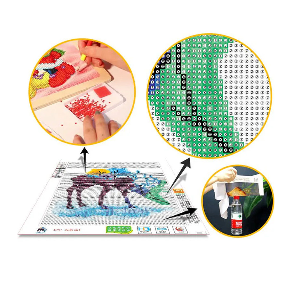 FIYO Diamantmalerei Kreuzstich-Kit mit Puppe und gelber Blume, Mehrfarbig, B/H: 30 x 20 cm - Bild 1