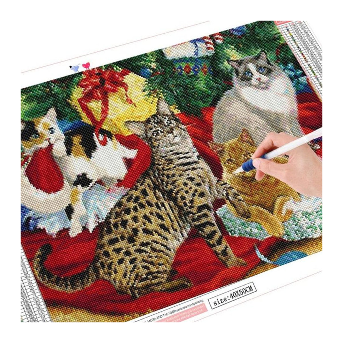 FIYO Diamond Painting 5D DIY Katze Motiv mit vollständiger Bestickung, Mosaik-Bastelset für kreative Tierprints, B/H: 20 x 30 cm, mehrfarbig - Bild 1