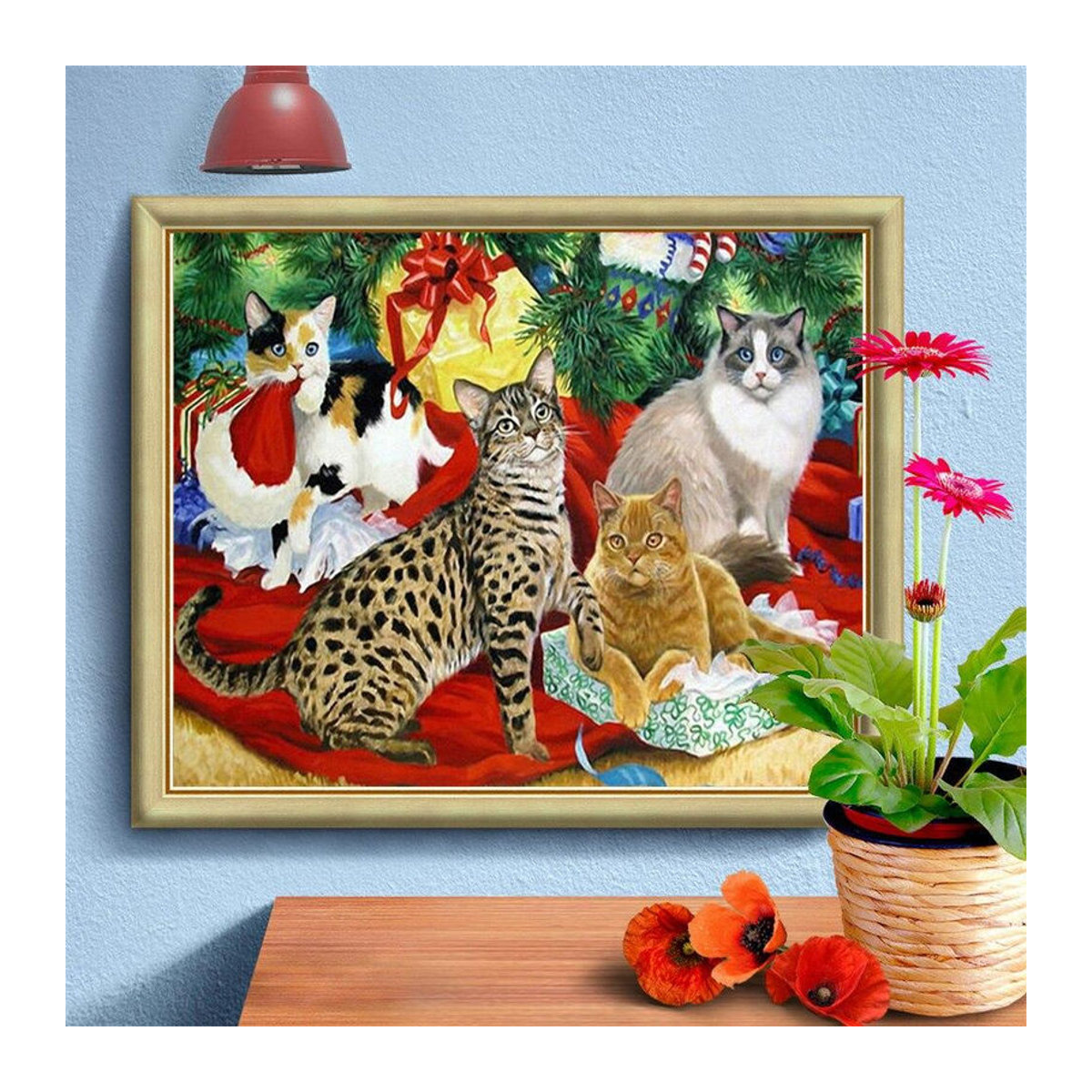 FIYO Diamond Painting 5D DIY Katze Motiv mit vollständiger Bestickung, Mosaik-Bastelset für kreative Tierprints, B/H: 20 x 30 cm, mehrfarbig - Bild 2