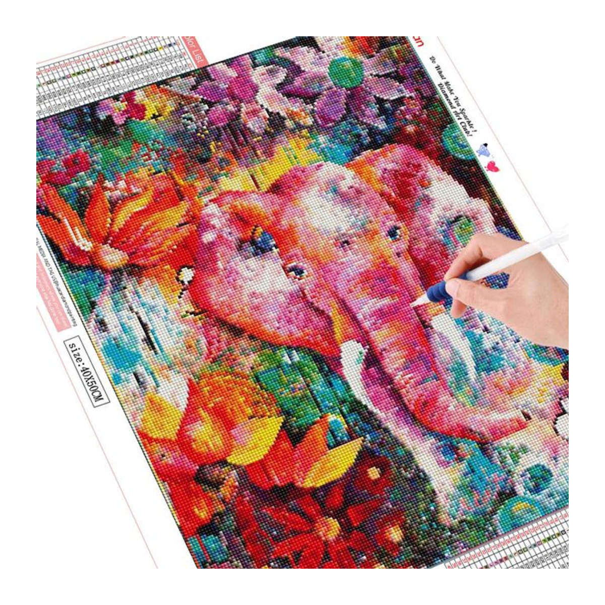 FIYO Diamond Painting 5D Elefant Motiv, Rund, Mehrfarbig, B/H: 20 x 30 cm - Bild 1