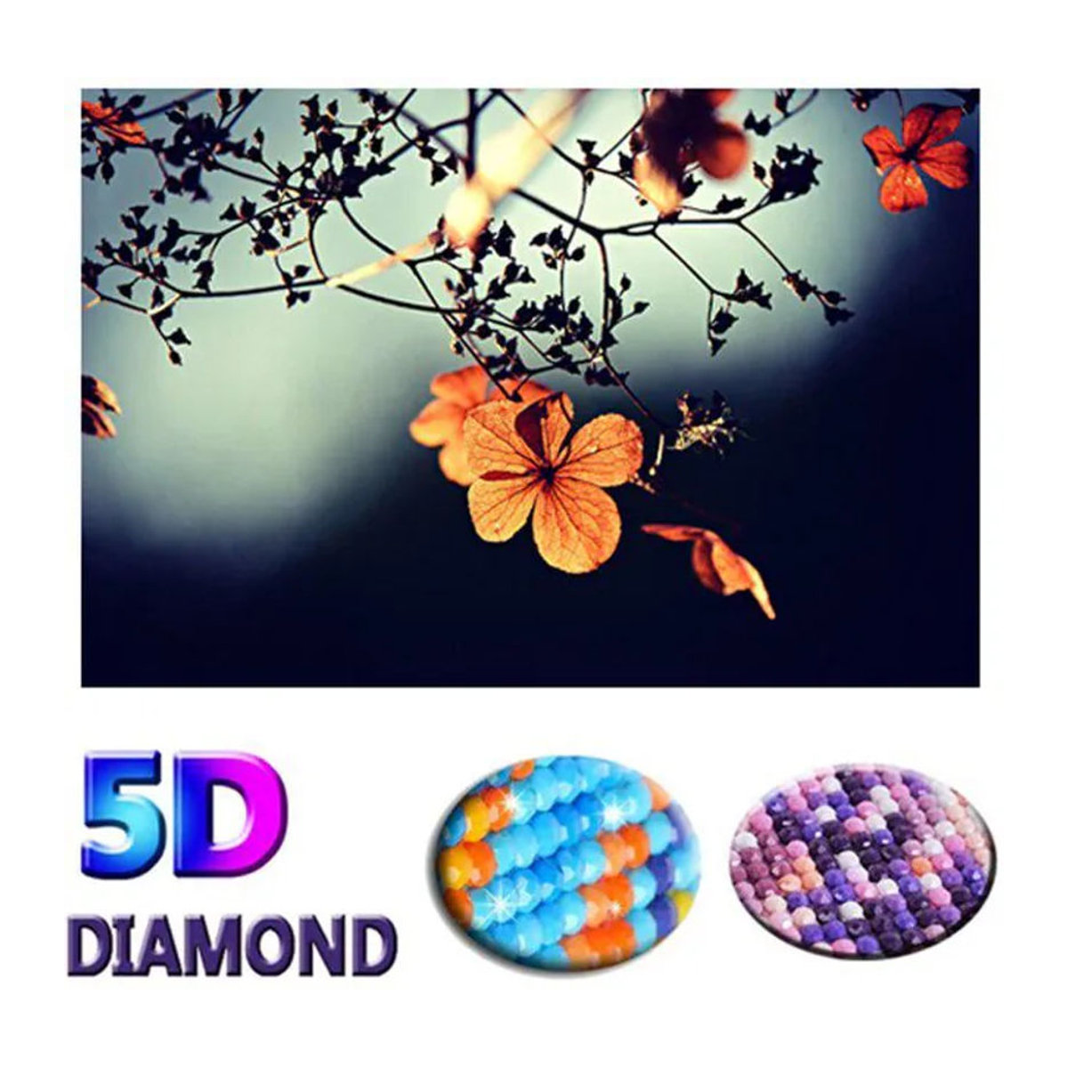 FIYO Diamond Painting 5D Herbstlandschaft mit runden Perlen, Mehrfarbig, B: 30 cm, H: 20 cm - Bild 1