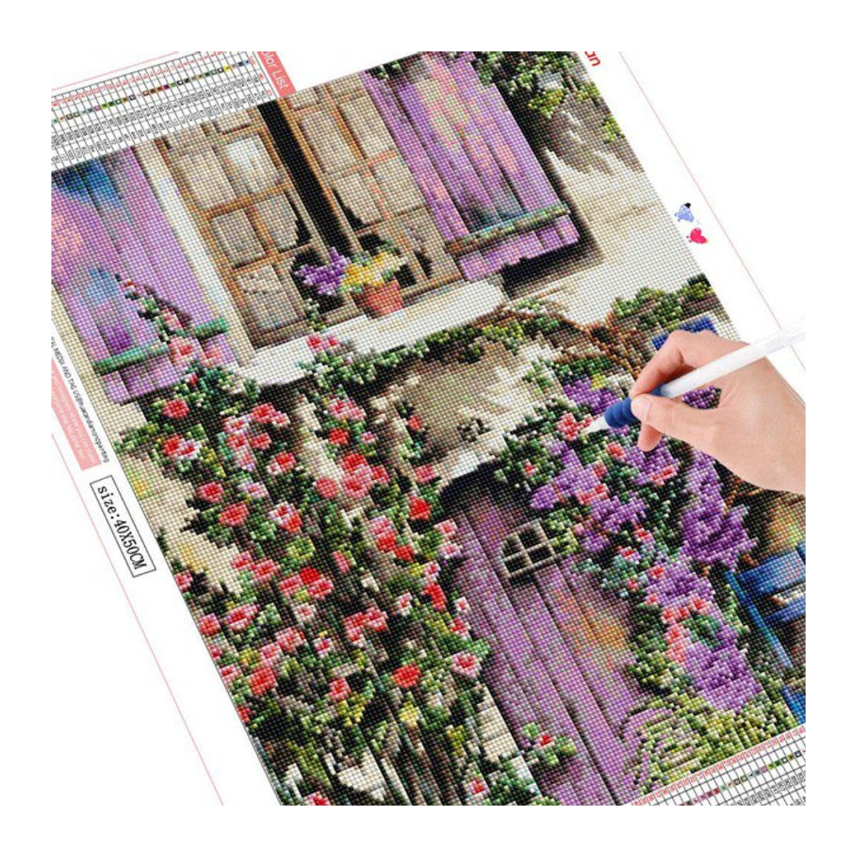 FIYO Diamond Painting DIY Set Blumenlandschaft Mozaik Stickerei in Mehrfarbig, B/H: 20 x 30 cm - Bild 1