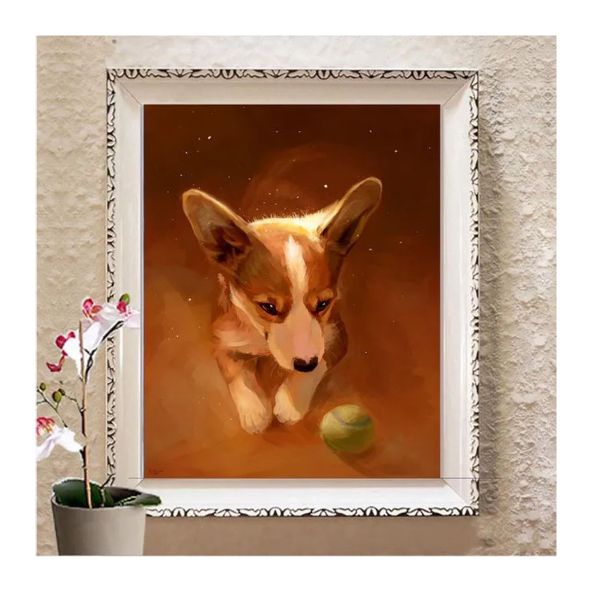 FIYO Diamond Painting Landschaft mit Tieren in Braun, 5D Diamant-Stickerei aus Canvas und Kunststoff, B/H: 30 x 20 cm - Bild 1