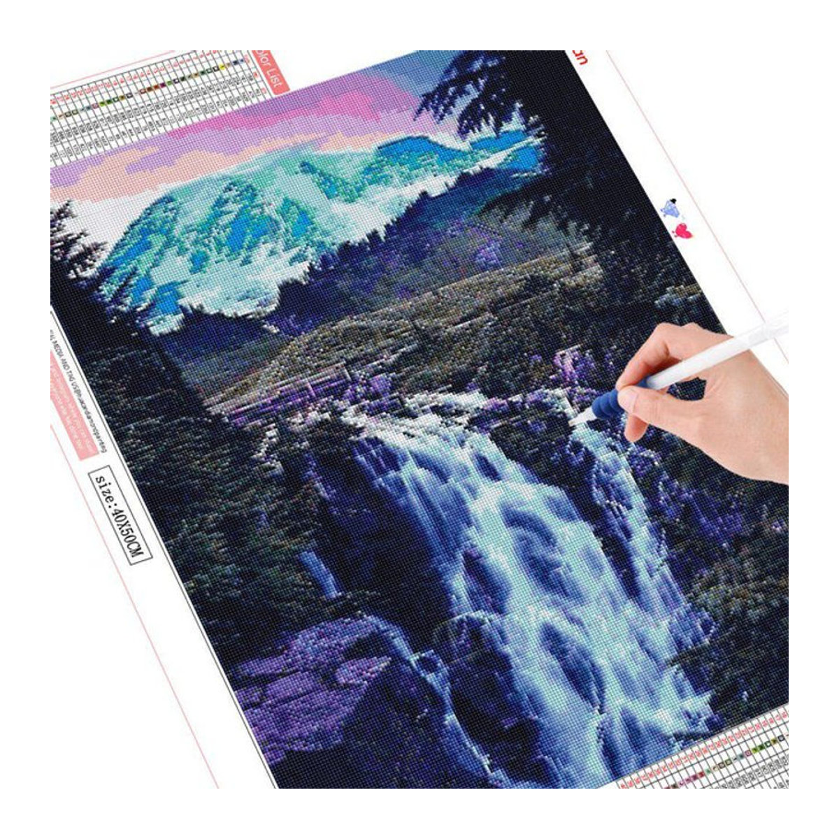 FIYO Diamond Painting Landschaft Motiv mit Wasserfall als 5D DIY Stickset, mehrfarbig, B/H: 30 x 20 cm - Bild 1