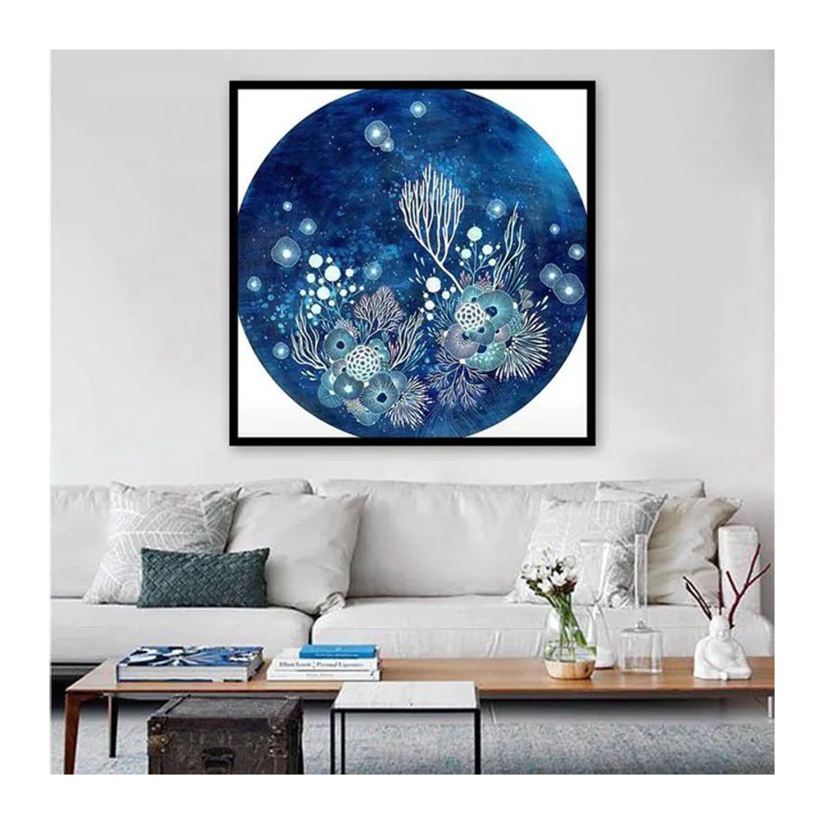 FIYO Diamond Painting Ozean Blau Maritimes Landschaft Motiv 5D Stickerei Rund Durchmesser: 30 cm - Bild 1