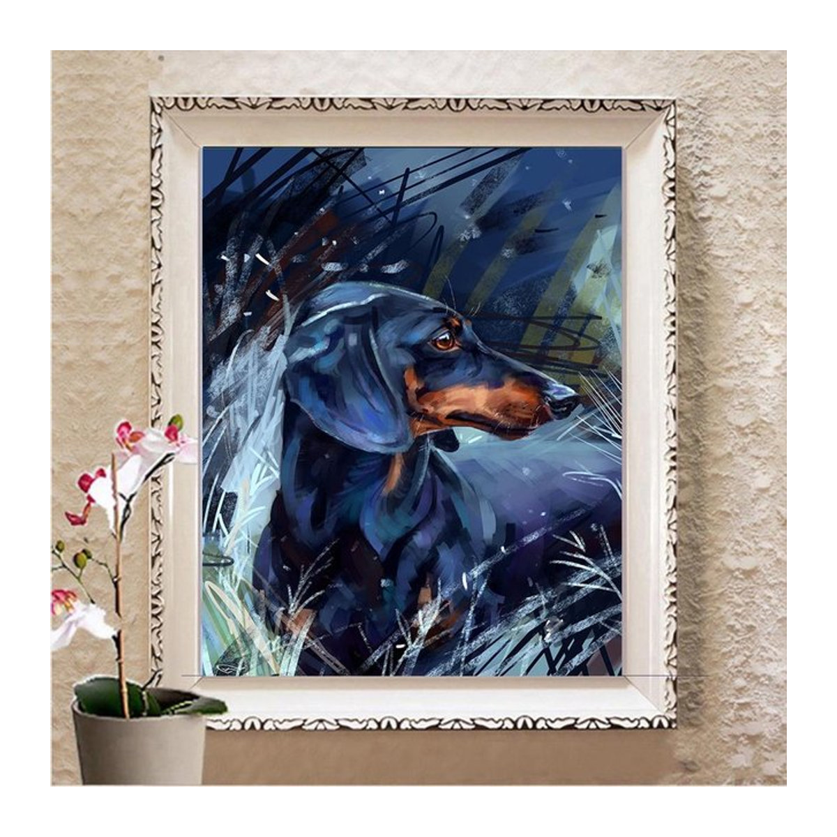 FIYO Diamond Painting Porträt in Blau als 5D Diamant-Stickerei mit quadratischen Strasssteinen, Wanddekoration, B/H: 20 x 30 cm - Bild 1