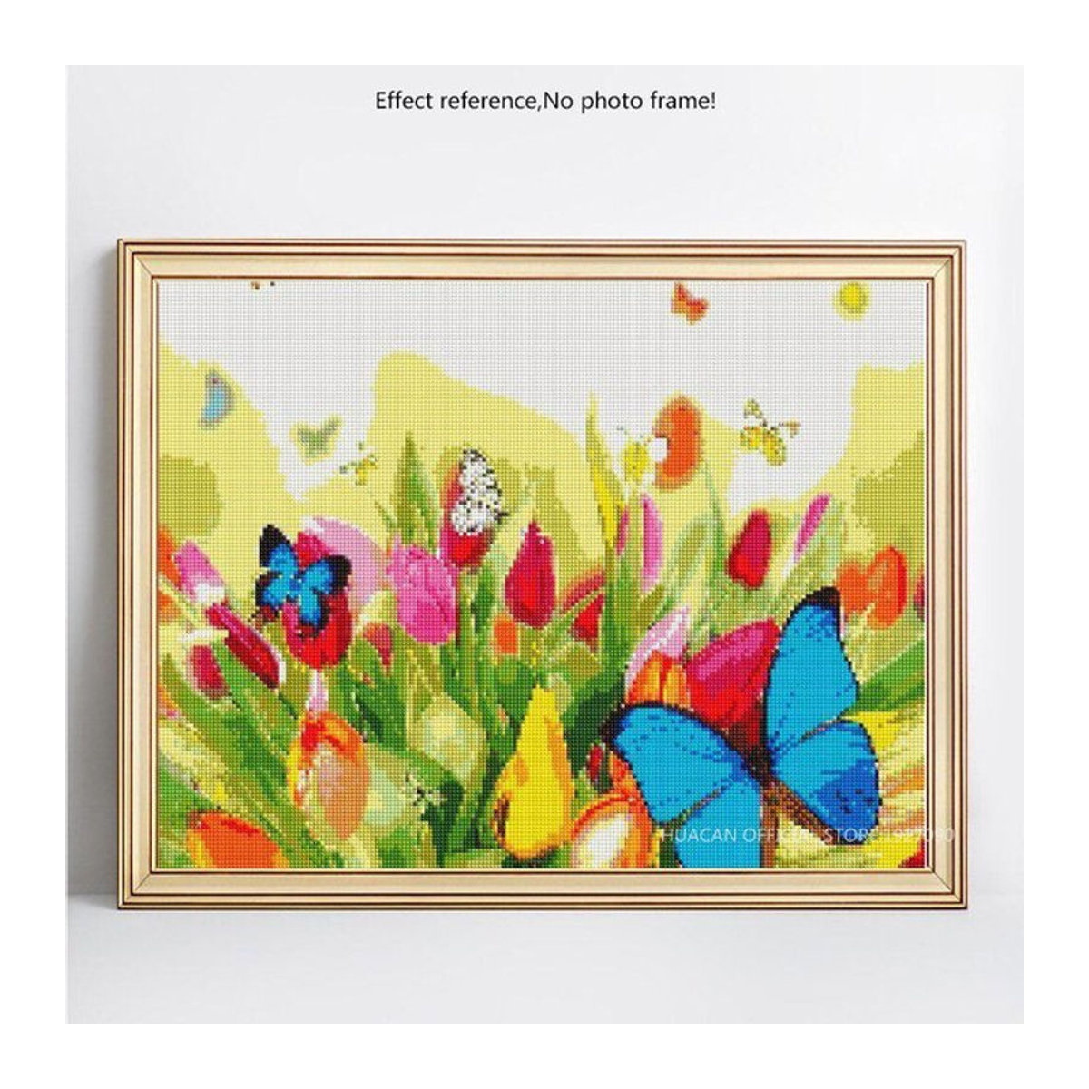 FIYO Diamond Painting Set 5D DIY Blumen und Schmetterlinge mit runden Steinen, Mehrfarbig, B: 30 cm - Bild 1
