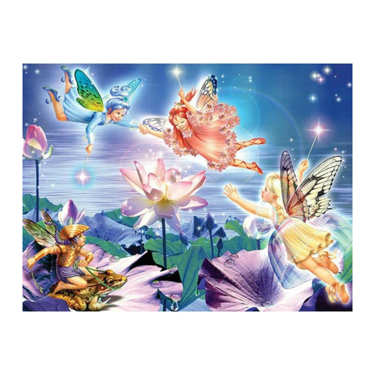 FIYO Diamond Painting Set 5D DIY Schmetterling und Elfe Mosaik Stickerei mit Strass in Mehrfarbig, B x H: 30 x 20 cm - Bild 1