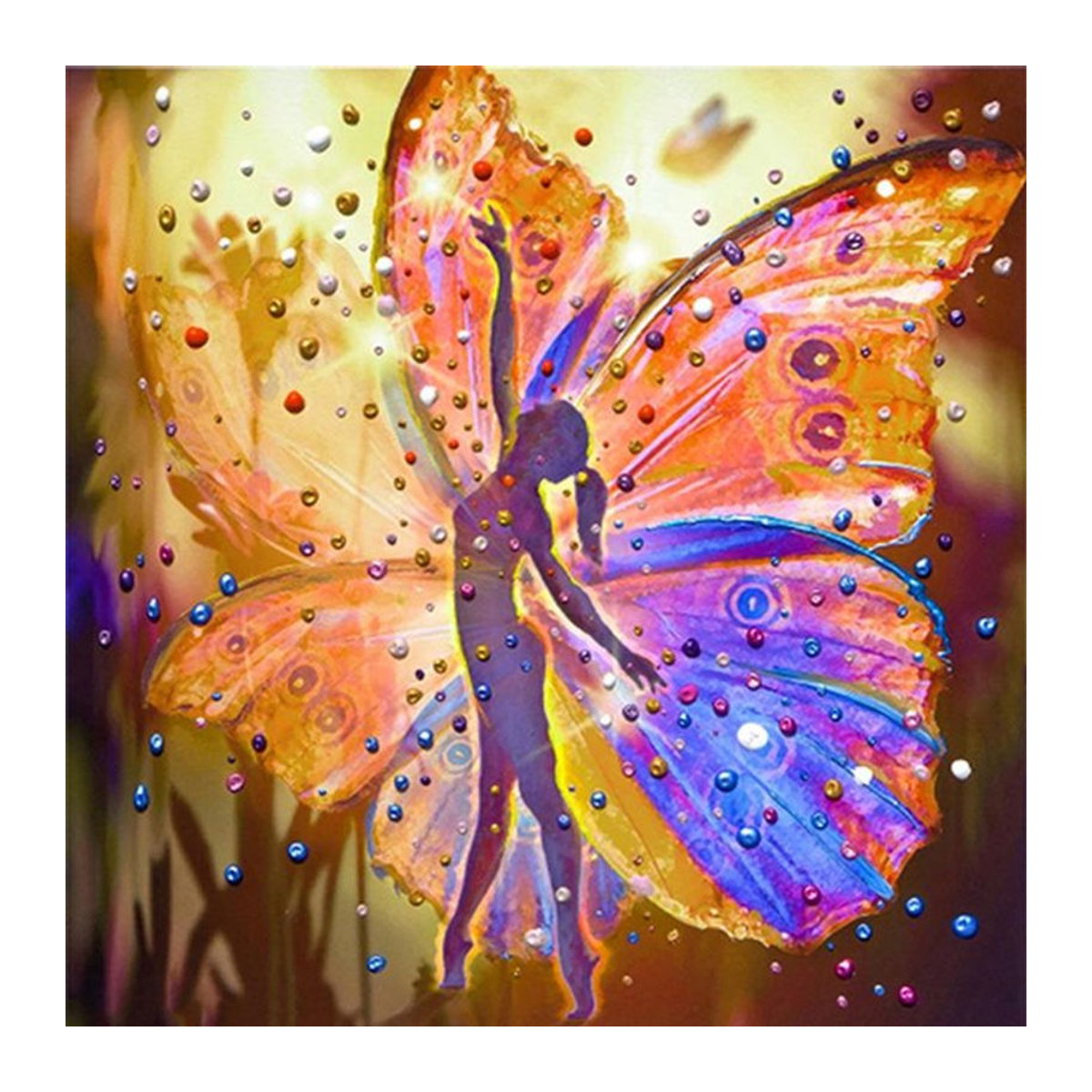 FIYO Diamond Painting Set 5D DIY Tänzerin Fee mit Schmetterling, mehrfarbig, B/H: 30 x 30 cm - Bild 1