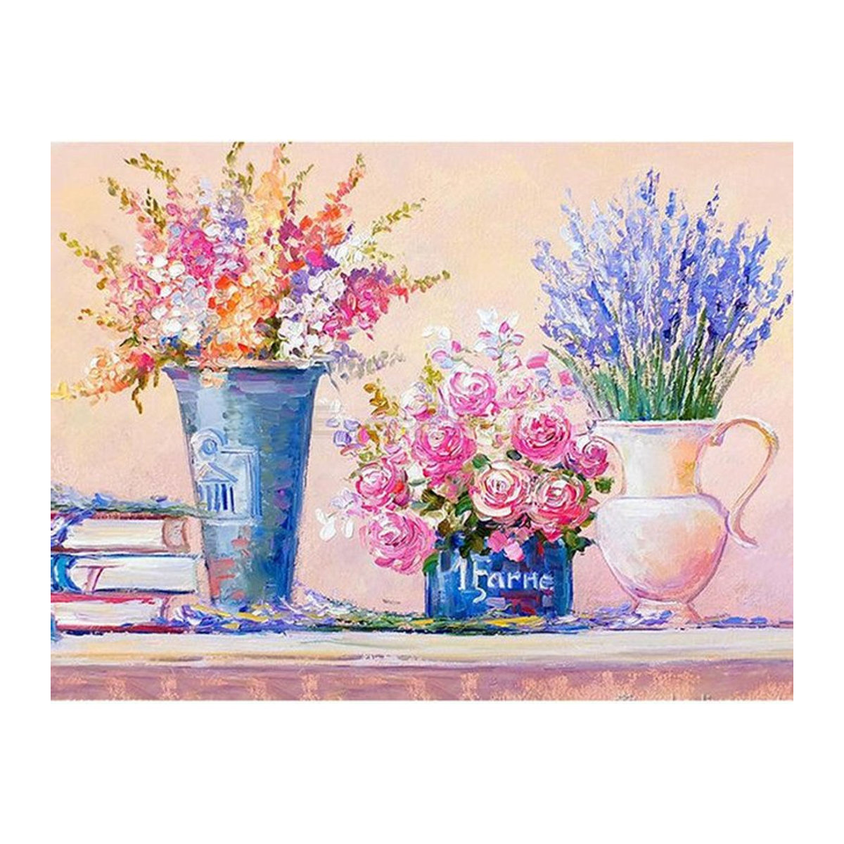 FIYO Diamond Painting Set Blumen Motiv Mehrfarbig Wanddekoration B: 30 cm x H: 20 cm - Bild 1