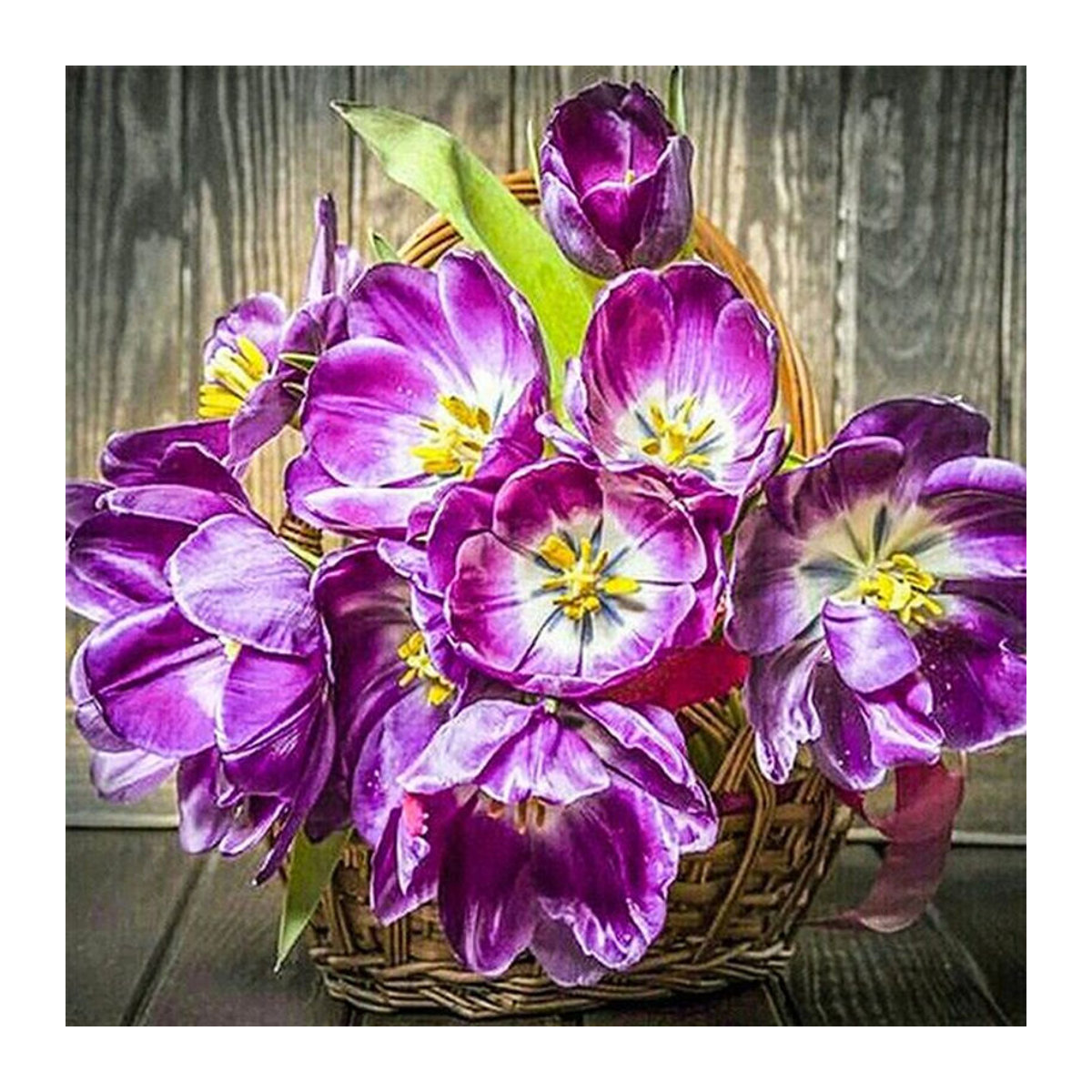 FIYO Diamond Painting Set Blumenkorb in Violett, Quadratisch, B/H: 30 x 30 cm - Bild 1