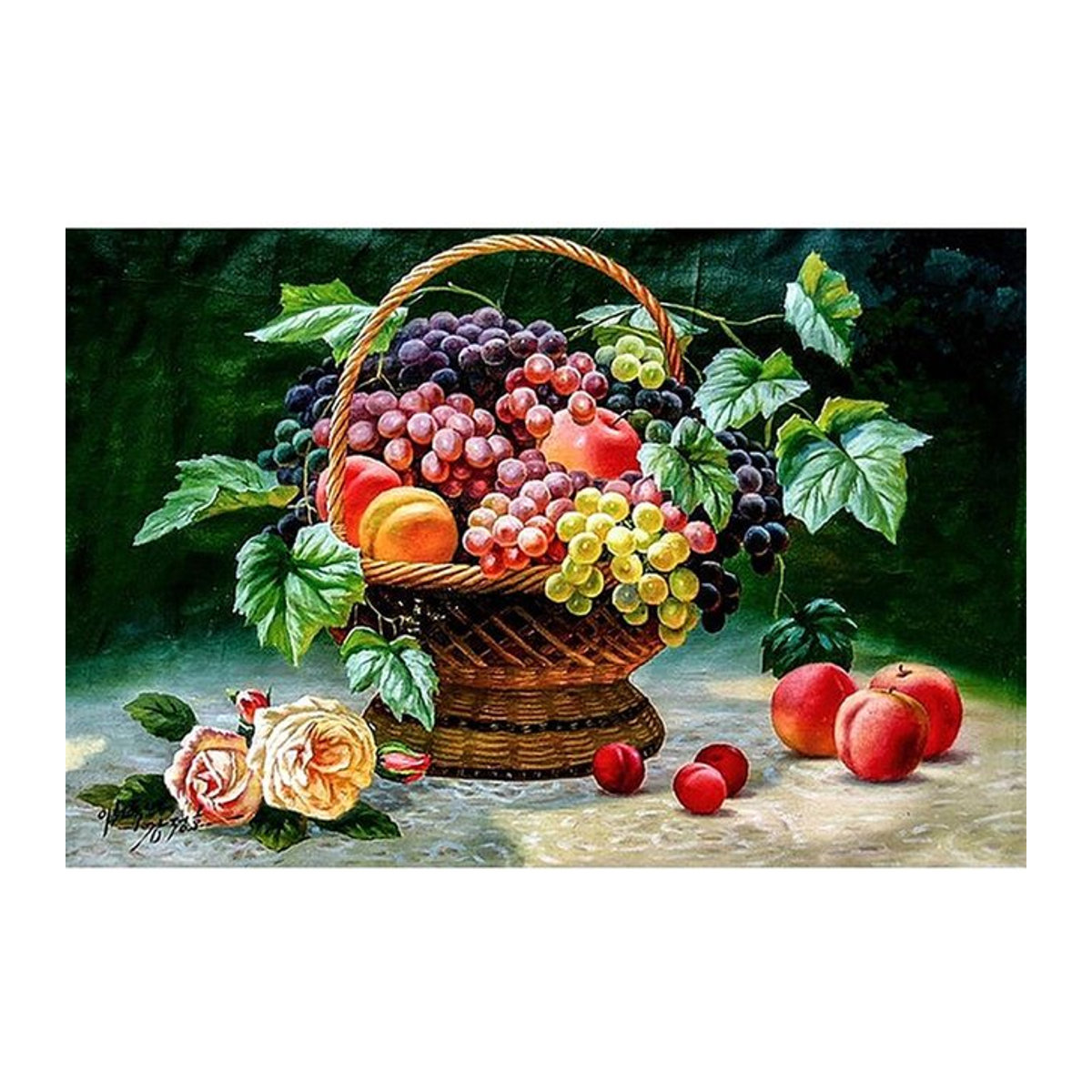FIYO Diamond Painting Set Blumenkorb und Obst als 5D DIY Diamantstickerei in Mehrfarbig, B: 50 cm, H: 40 cm - Bild 1