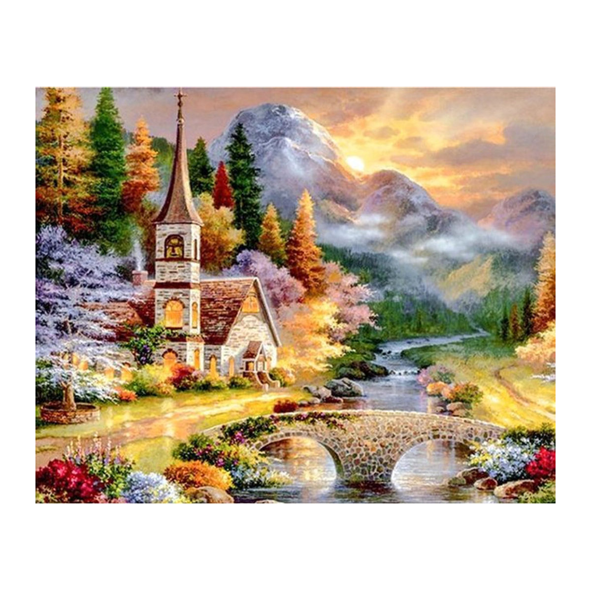 FIYO Diamond Painting Set Dorflandschaft Motiv, Mehrfarbig, B/H: 30 x 30 cm - Bild 1