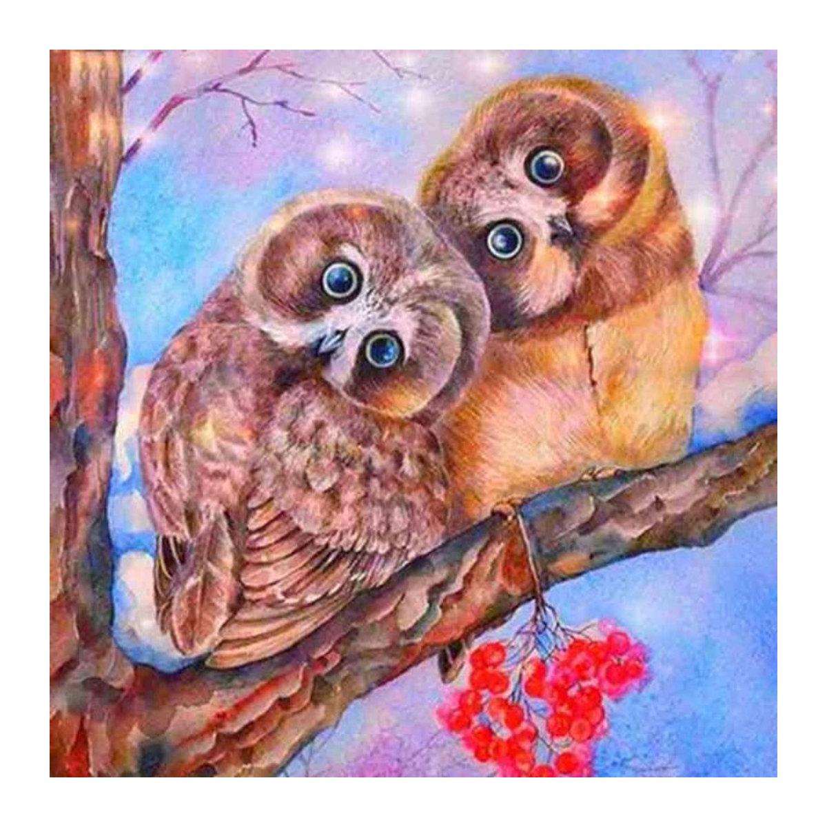 FIYO Diamond Painting Set Eule auf Baum 5D DIY Kreuzstich Dekoration, Mehrfarbig, B/H: 30 x 20 cm - Bild 1