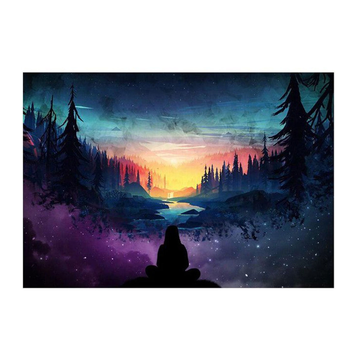 FIYO Diamond Painting Set Fantastische Welt mit Bäumen und Sternenhimmel, Mehrfarbig, B x H: 30 x 20 cm - Bild 1