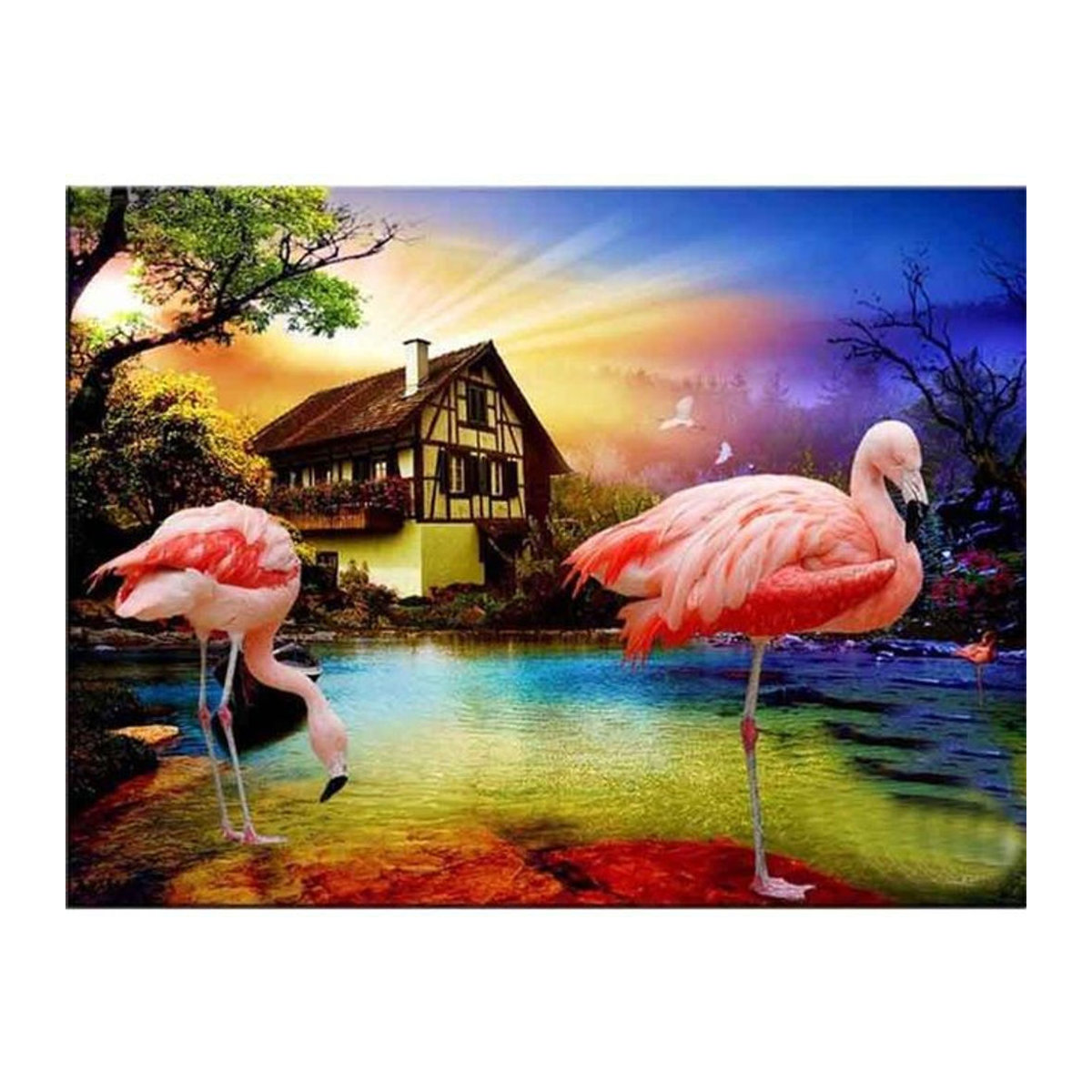 FIYO Diamond Painting Set Flamingo Motiv in Rosa und Mehrfarbig, 5D DIY Stickerei als Wanddekoration, B/H: 30 x 30 cm - Bild 1
