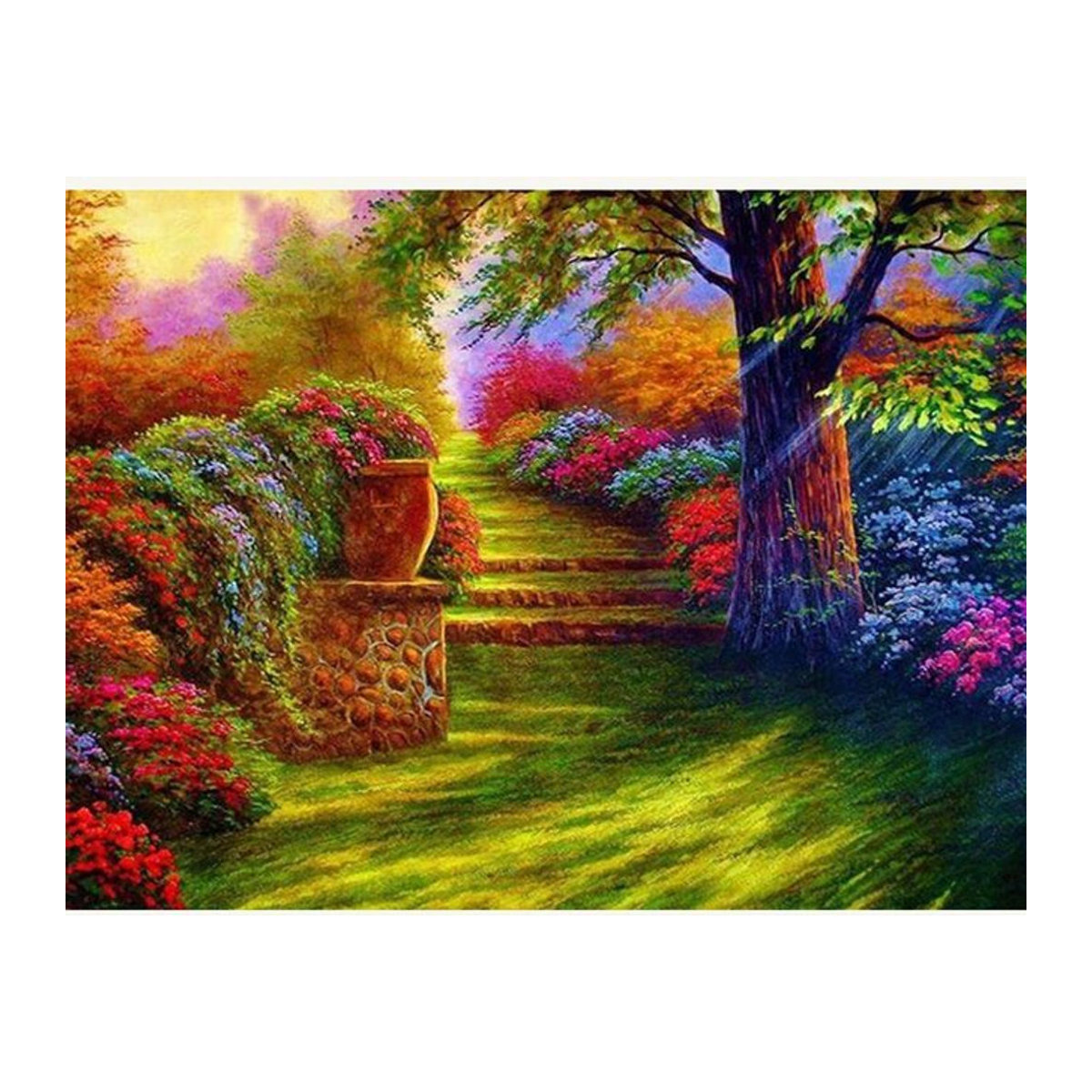 FIYO Diamond Painting Set Gartenweg mit floralem Motiv, Mehrfarbig, B/H: 30 x 20 cm - Bild 1