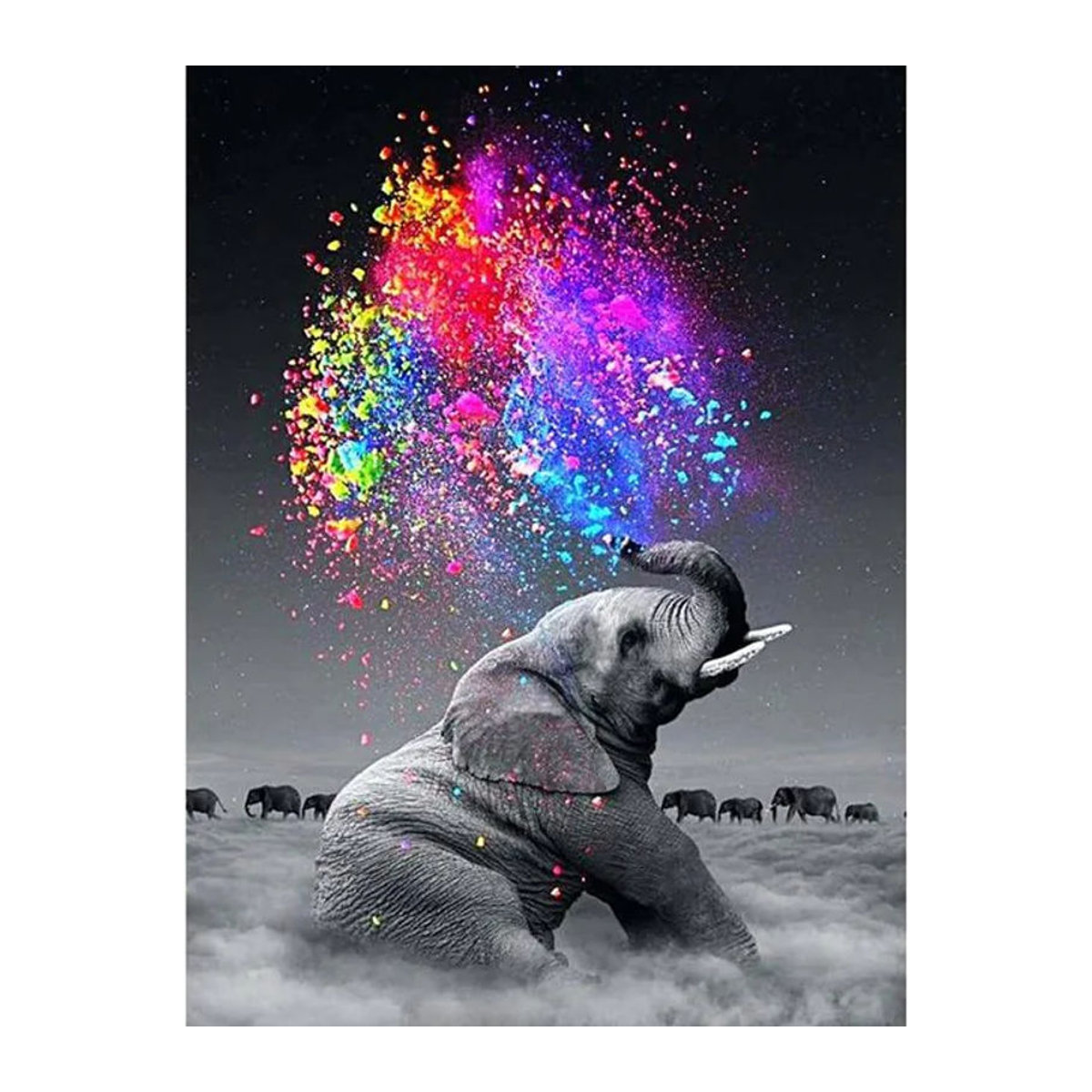 FIYO Diamond Painting Set Junge Elefanten Motiv in Mehrfarbig, B/H: 30 x 20 cm - Bild 1