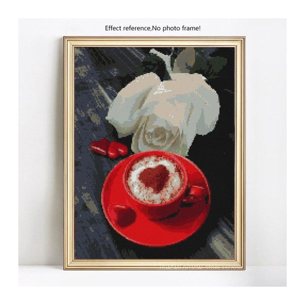 FIYO Diamond Painting Set Kaffee und Blumen DIY Mosaik Stickerei, mehrfarbig, B: 30 cm x H: 20 cm - Bild 1