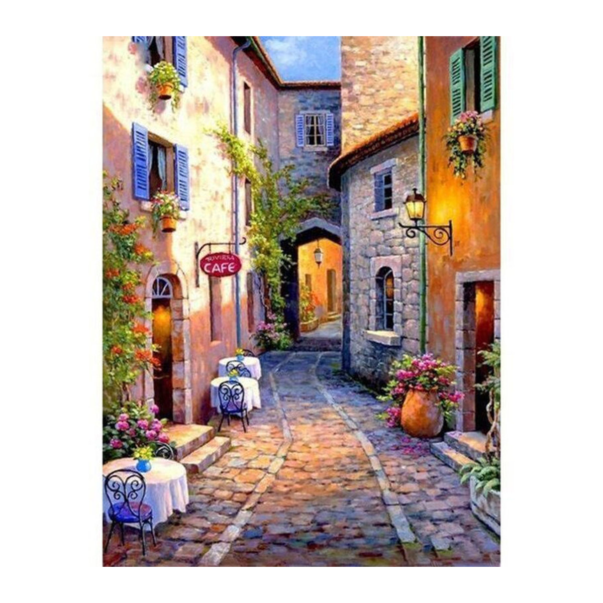 FIYO Diamond Painting Set Kleine Stadt als Weihnachts-Bastelset mit Strass und Kreuzstich, Mehrfarbig, B/H: 30 x 20 cm - Bild 1