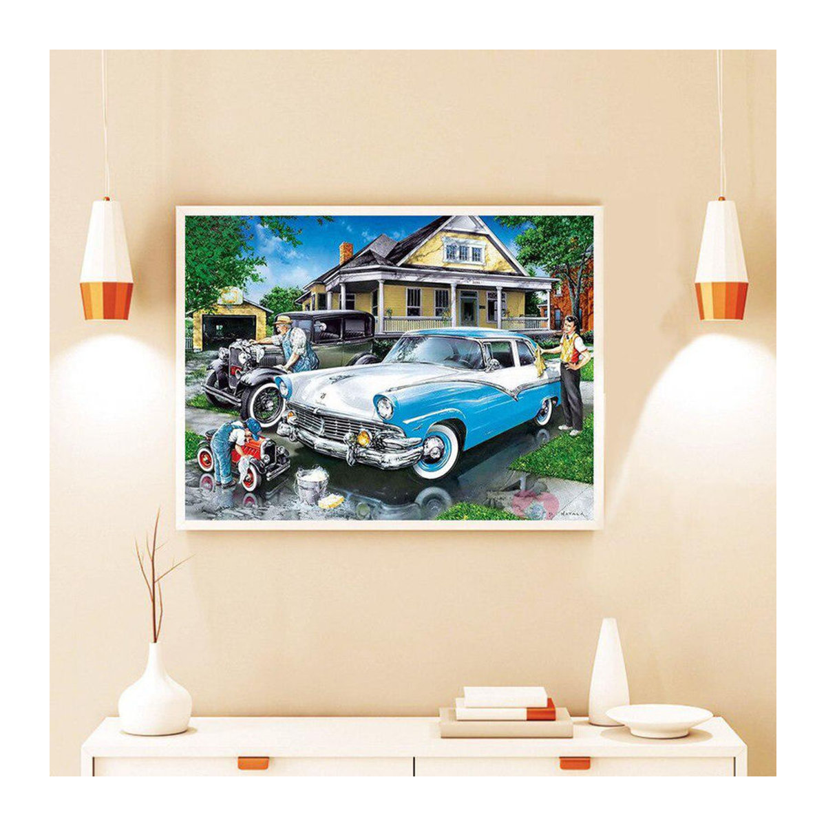 FIYO Diamond Painting Set Landschaft mit Auto, quadratische Stickerei aus Kunststoff, mehrfarbig, B/H: 30 x 20 cm - Bild 2