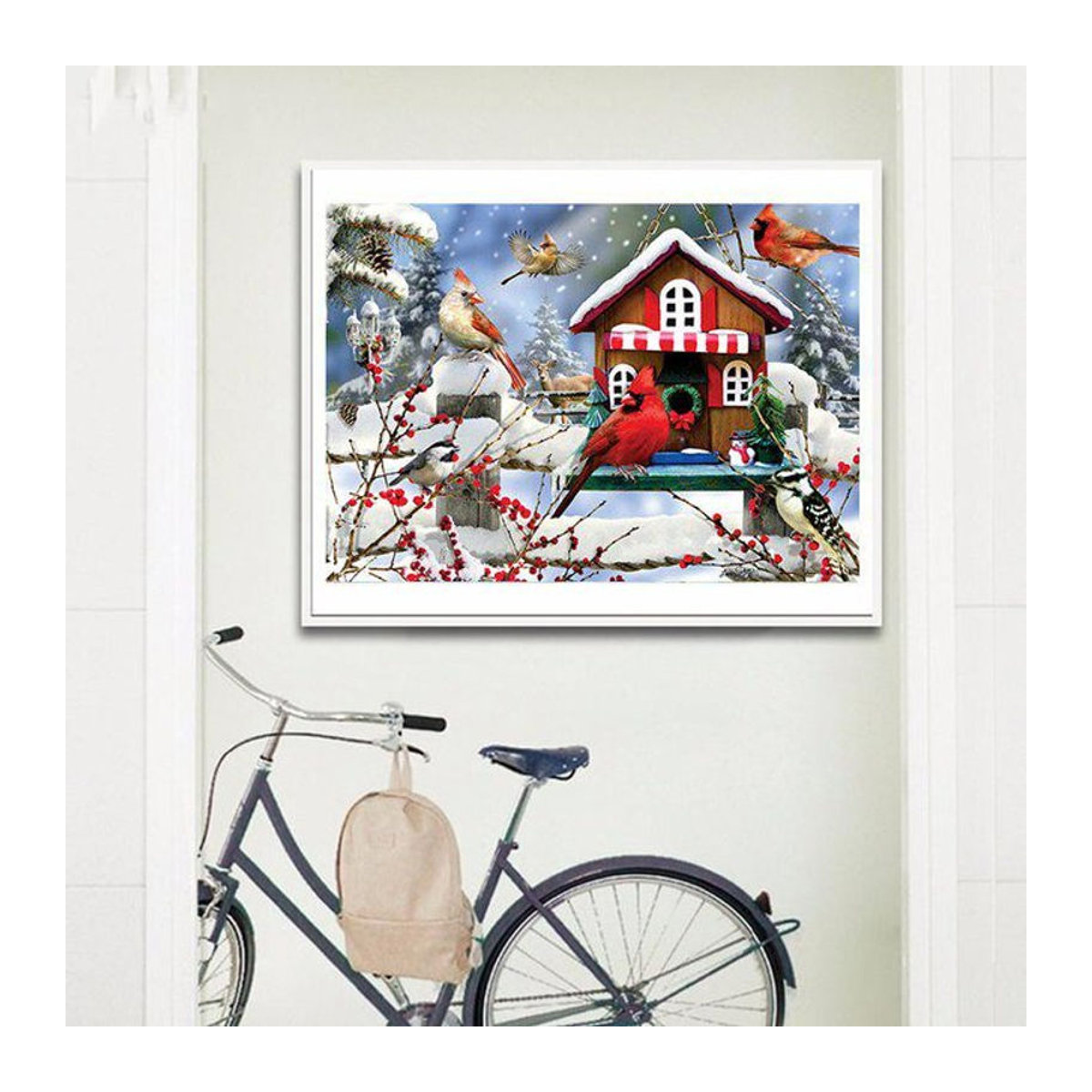 FIYO Diamond Painting Set Landschaft mit Wintervögeln als Diamant-Mosaik, Mehrfarbig, B/H: 30 x 20 cm - Bild 1