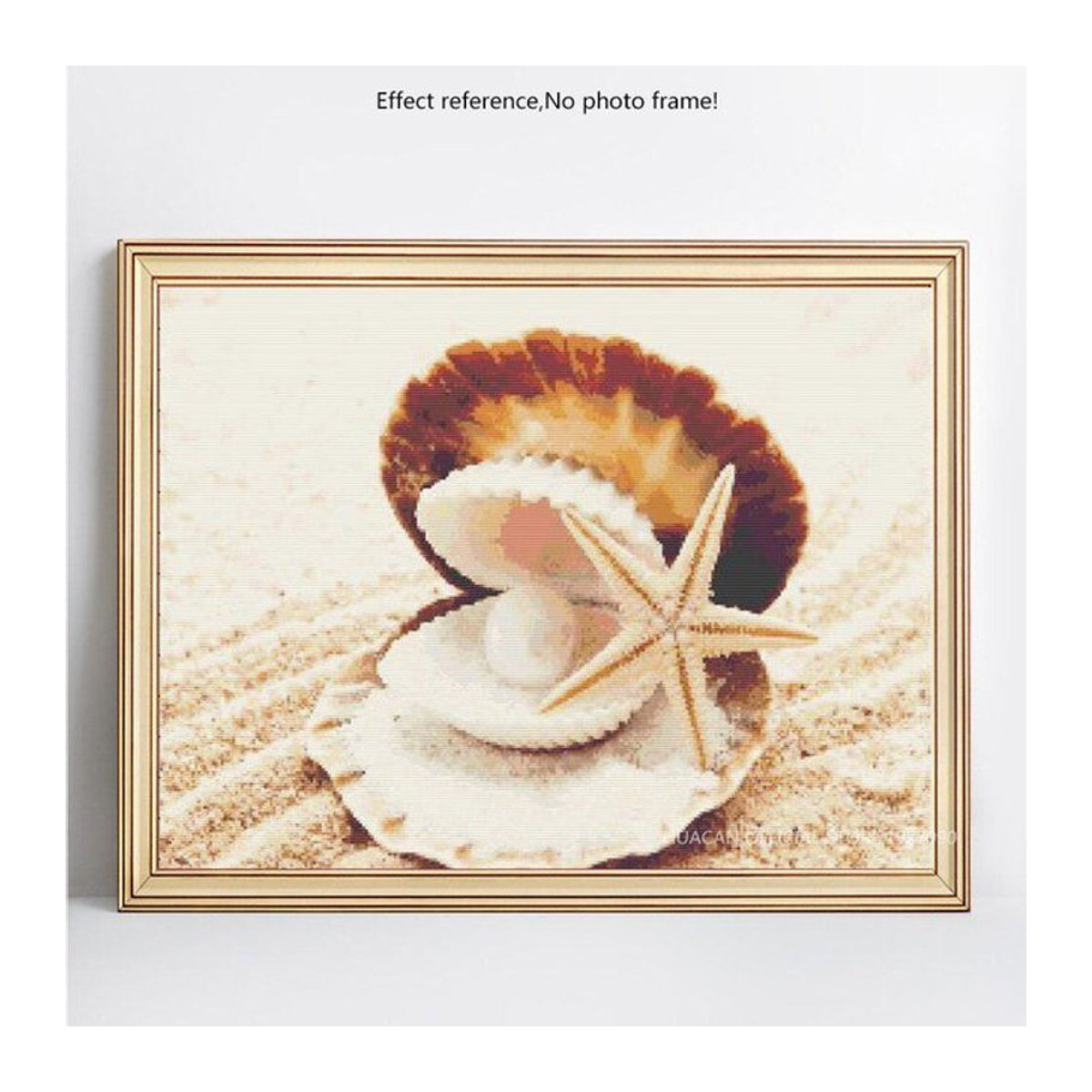 FIYO Diamond Painting Set Maritimes Landschaftsmotiv mit Muscheln und Strand, Rund, Mehrfarbig, B: 30 cm x H: 30 cm - Bild 1