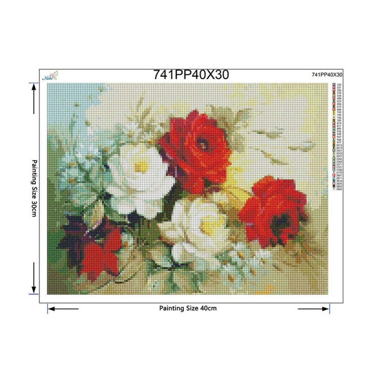 FIYO Diamond Painting Set mit floralem Rosen-Motiv, Mehrfarbig, B/H: 20 x 30 cm - Bild 3
