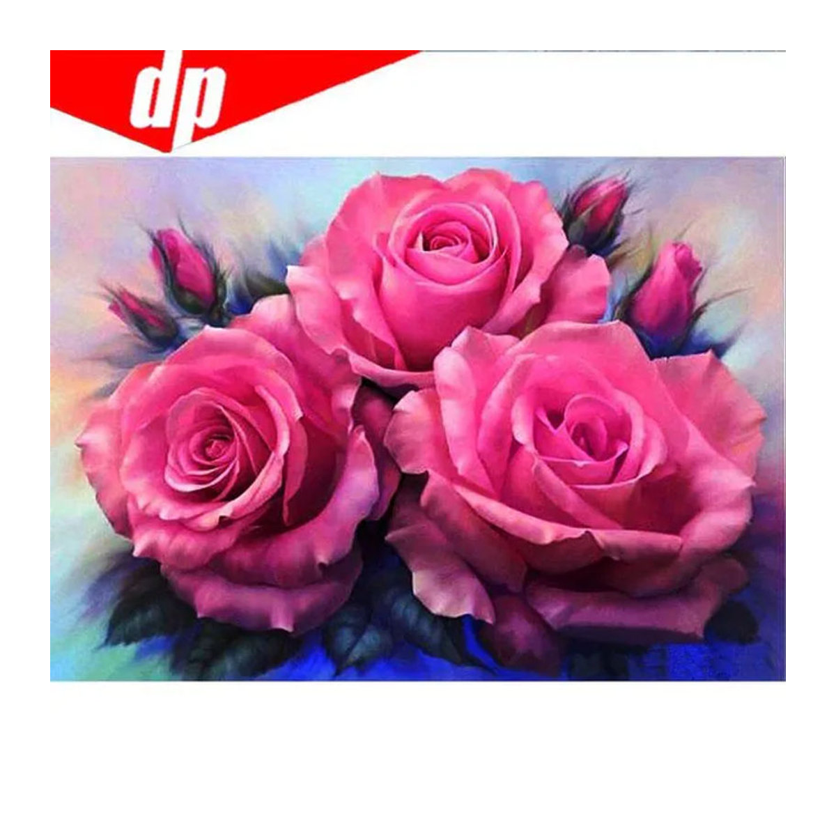 FIYO Diamond Painting Set mit Rosen-Motiv in Rosa, 5D DIY Kreuzstich Stickerei mit runden Strasssteinen, B/H: 20 x 30 cm - Bild 1