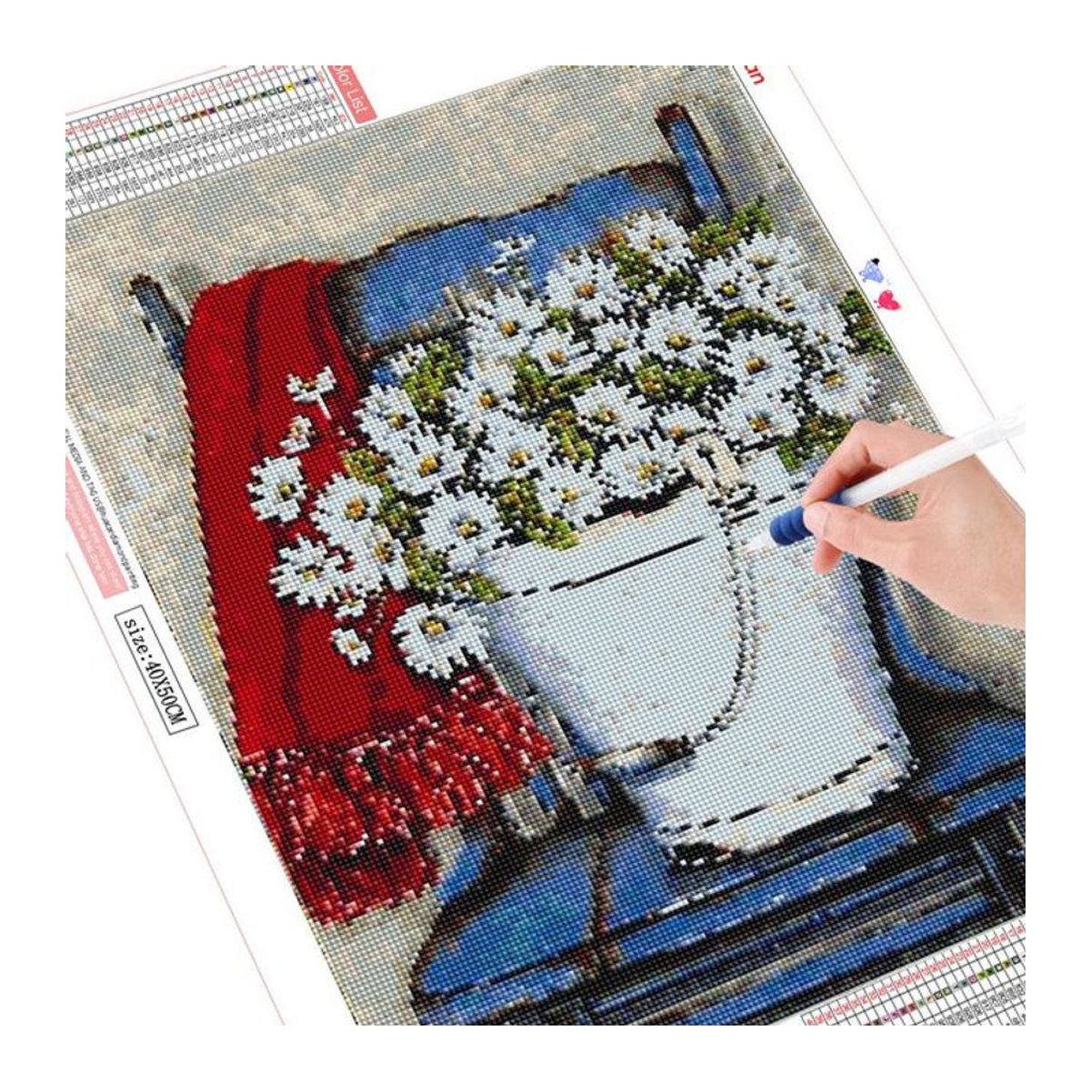 FIYO Diamond Painting Set mit runden Strasssteinen und floralem Blumenmuster, mehrfarbig, B/H: 30 x 20 cm - Bild 1