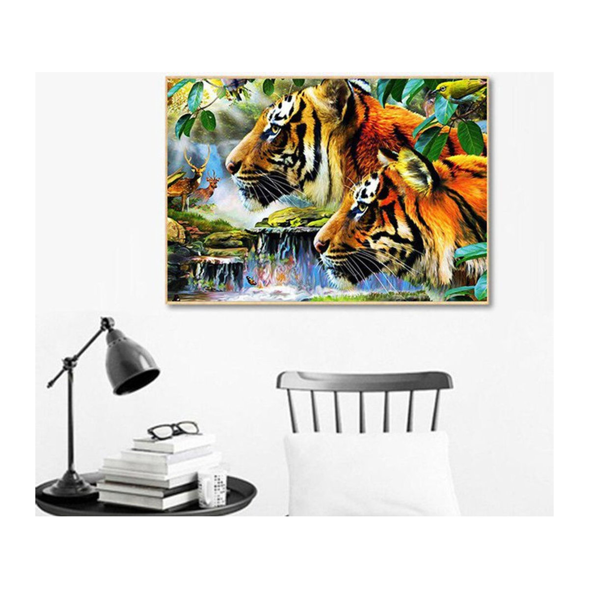 FIYO Diamond Painting Set mit Tiger Motiv, Mehrfarbiges Tierprint Wandbild auf Leinwand, B/H: 20 x 30 cm - Bild 1