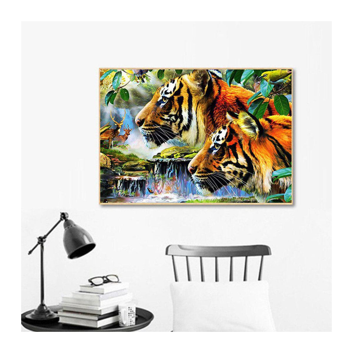 FIYO Diamond Painting Set mit Tiger Motiv, Mehrfarbiges Tierprint Wandbild auf Leinwand, B/H: 20 x 30 cm - Bild 2