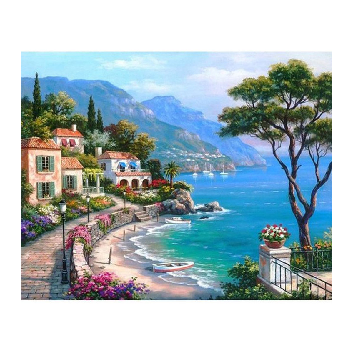 FIYO Diamond Painting Set Mittelmeer Motiv mit Tieren, Mehrfarbig, B/H: 30 x 20 cm - Bild 1