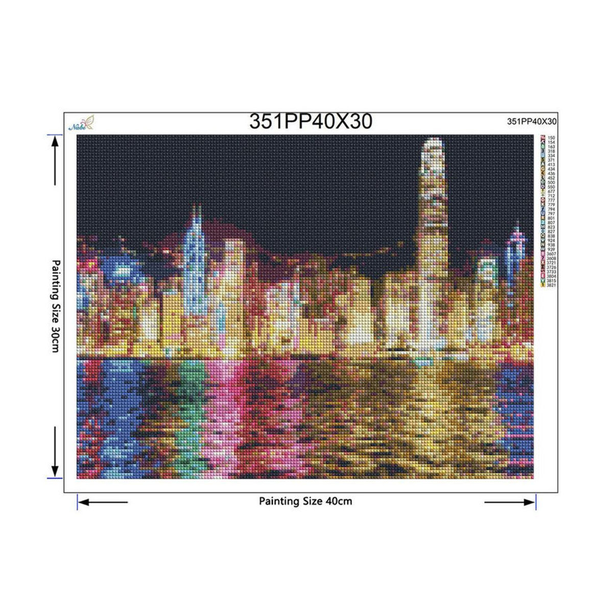 FIYO Diamond Painting Set Nachtstadt Motiv, Mehrfarbig, B/H: 30 x 20 cm - Bild 5