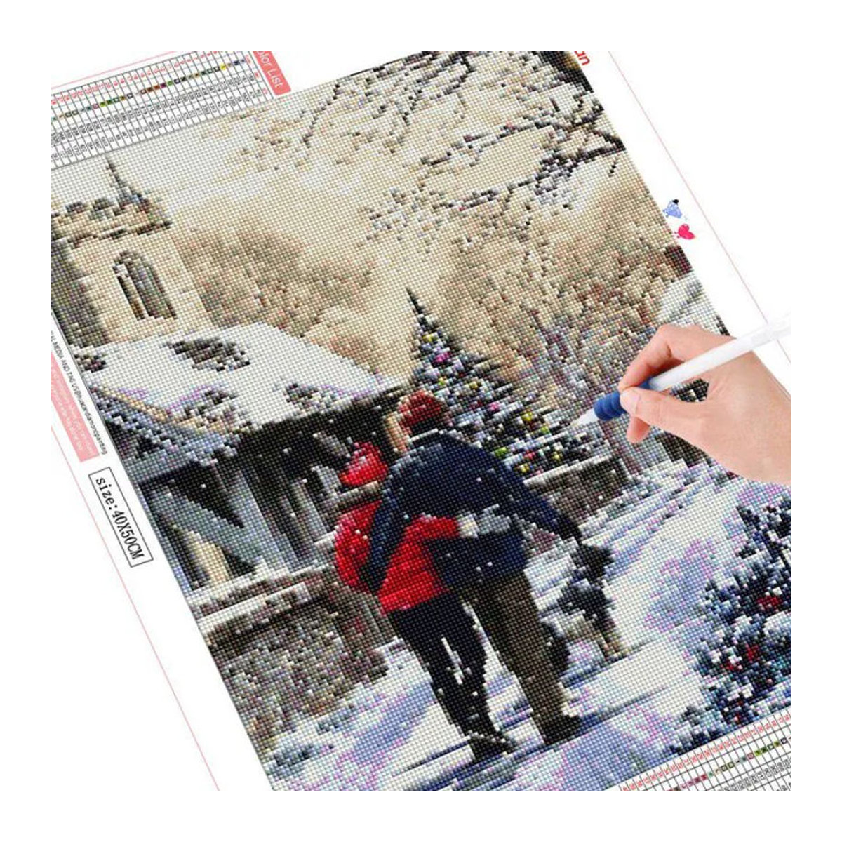 FIYO Diamond Painting Set Paar Porträt 5D DIY Diamantstickerei mit Vollbohrung, mehrfarbig, B: 30 cm x H: 20 cm - Bild 1