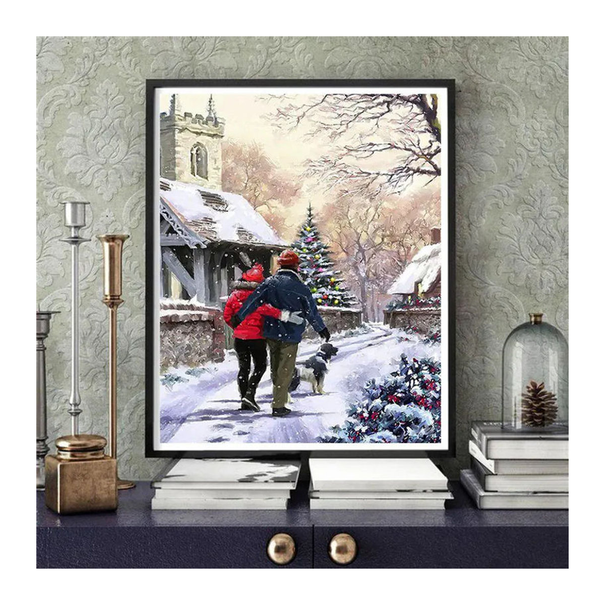 FIYO Diamond Painting Set Paar Porträt 5D DIY Diamantstickerei mit Vollbohrung, mehrfarbig, B: 30 cm x H: 20 cm - Bild 2