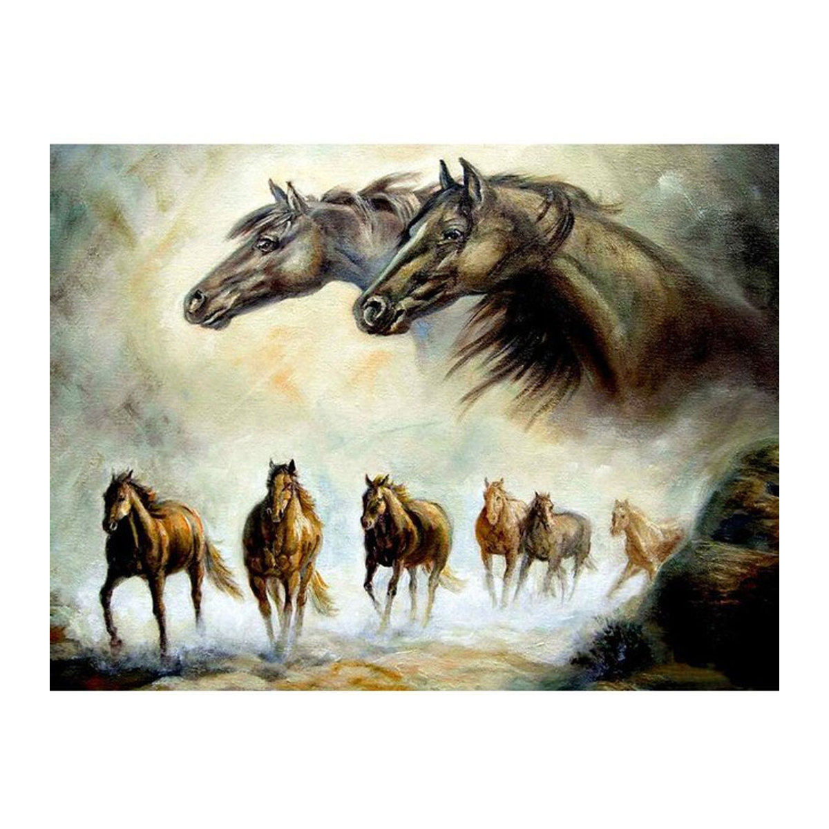 FIYO Diamond Painting Set Pferdemotiv mit Strasssteinen, Mehrfarbig, B/H: 30 x 20 cm - Bild 1