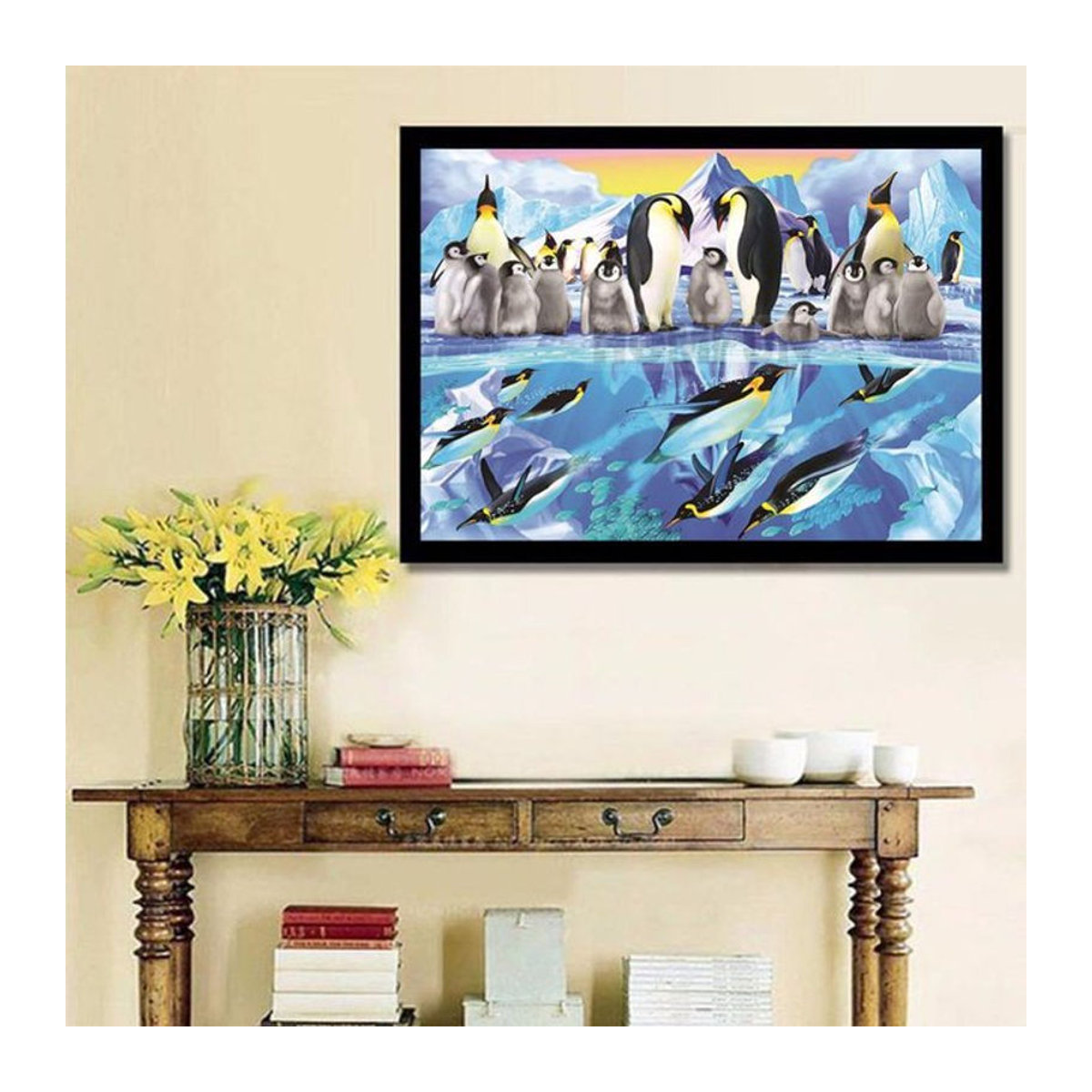 FIYO Diamond Painting Set Pinguin Familie, Mehrfarbige Wanddekoration mit Kristallsteinen, B/H: 20 x 30 cm - Bild 1