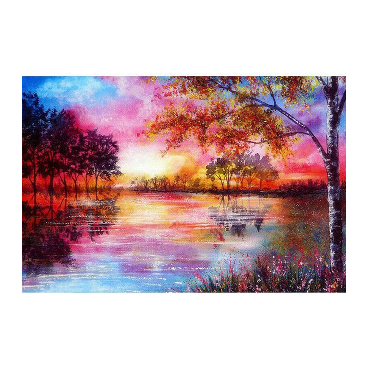 FIYO Diamond Painting Set Waldlandschaft mit Tieren und Blumen, DIY Kreuzstich Bastelset, Mehrfarbig, B/H: 20 x 30 cm - Bild 1