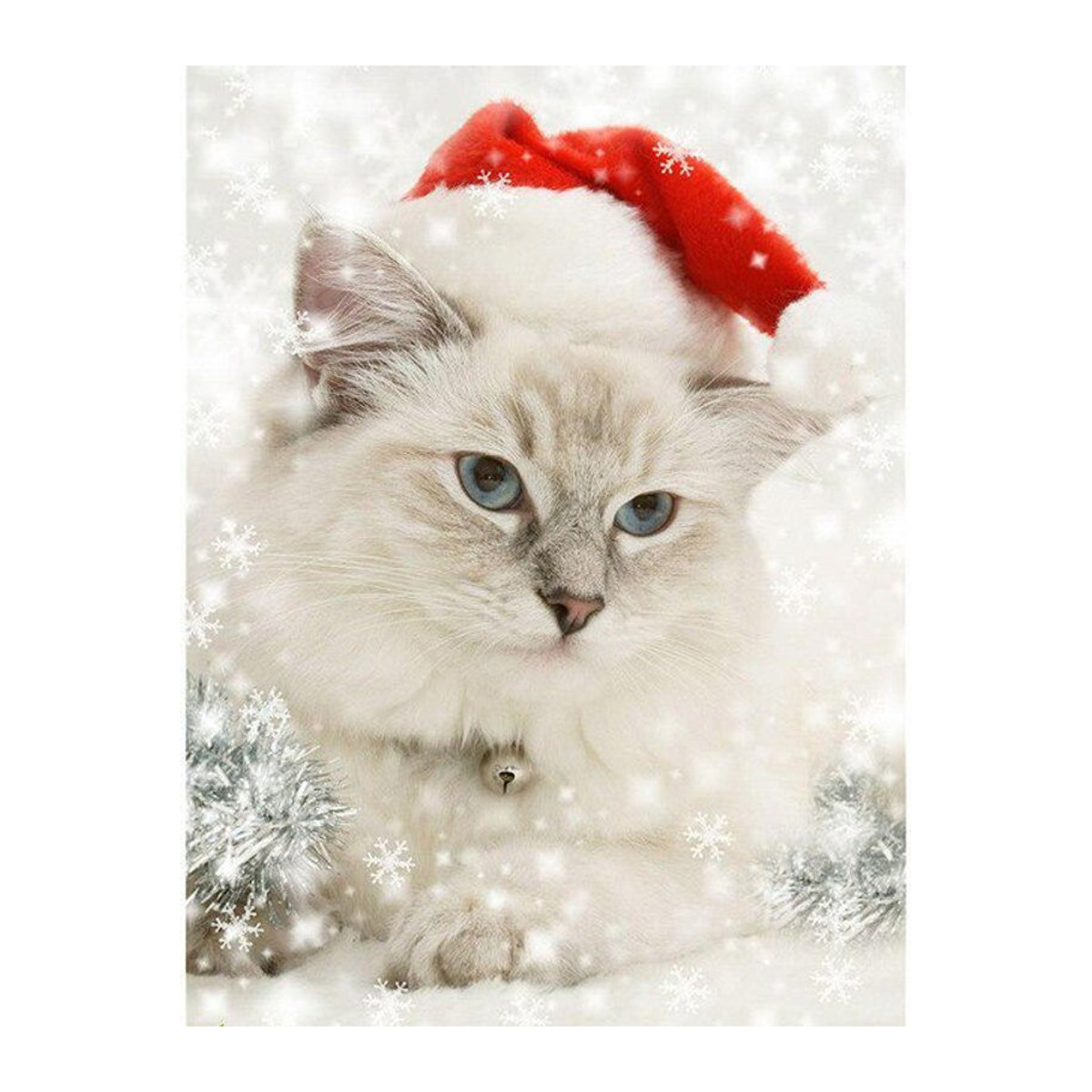 FIYO Diamond Painting Set Weihnachten Motiv Katze in Weiß, B/H: 30 x 20 cm - Bild 1