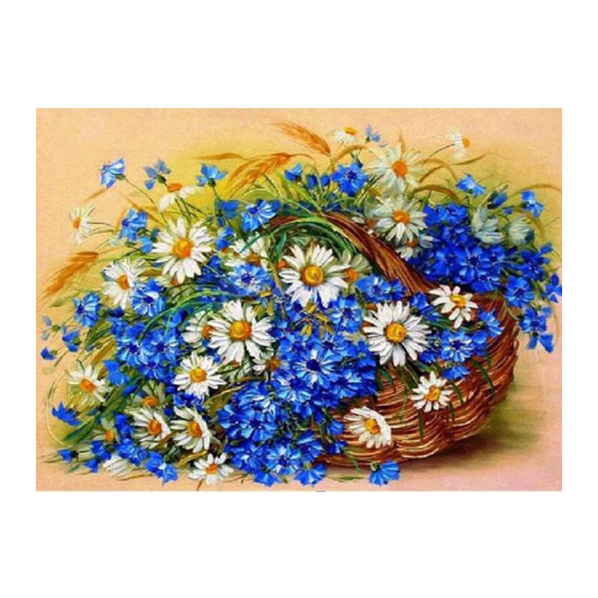 FIYO Diamond Painting Wanddeko mit floralem Daisy und Klaproos Motiv in Mehrfarbig, B: 30 cm, H: 20 cm - Bild 1