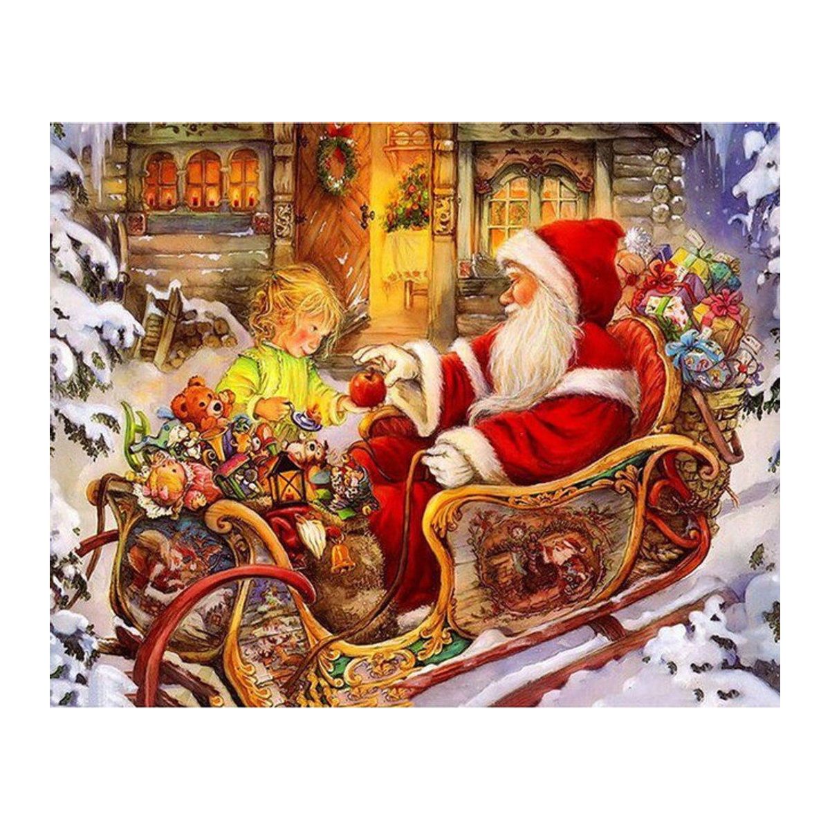 FIYO Diamond Painting Weihnachtsmann mit Geschenk, Mehrfarbig, B/H: 30 x 20 cm - Bild 1
