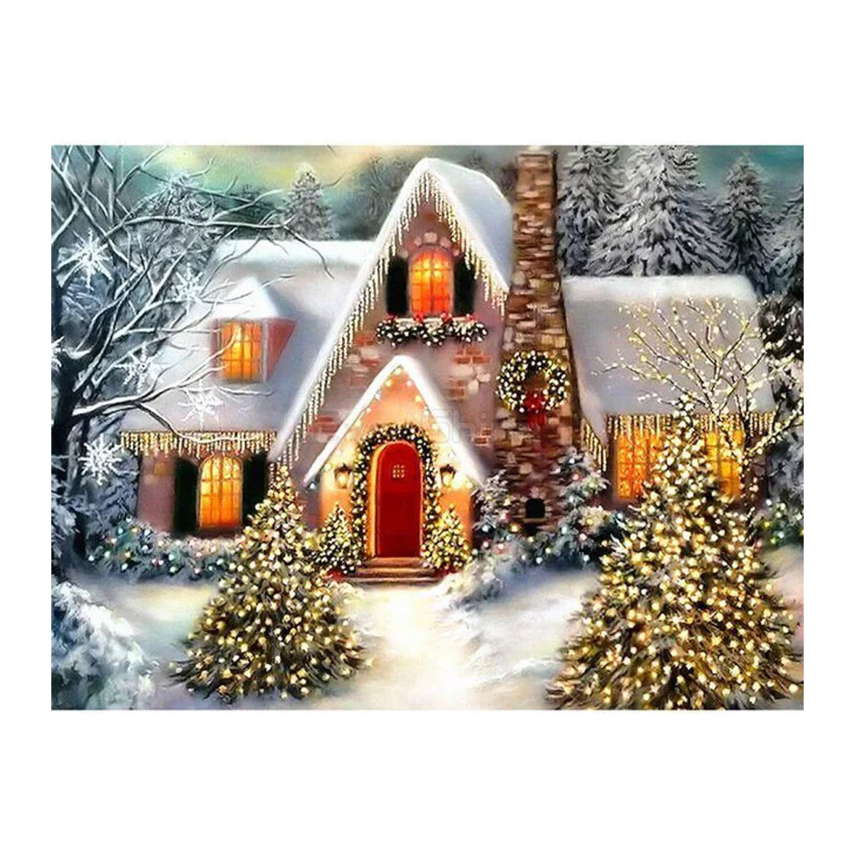 FIYO Diamond Painting Winterlandschaft als Dekoration in Mehrfarbig, B/H: 30 x 20 cm - Bild 1